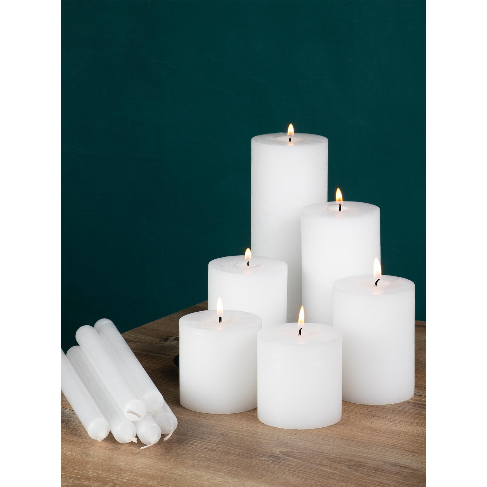 Premium White Taper Candles 12 Inch (Pack of 4) - Unscented, Dripless & Smokeless Long Candlesticks for Elegant Dining, Romantic Dinners, Wedding Centerpieces & Home Decor