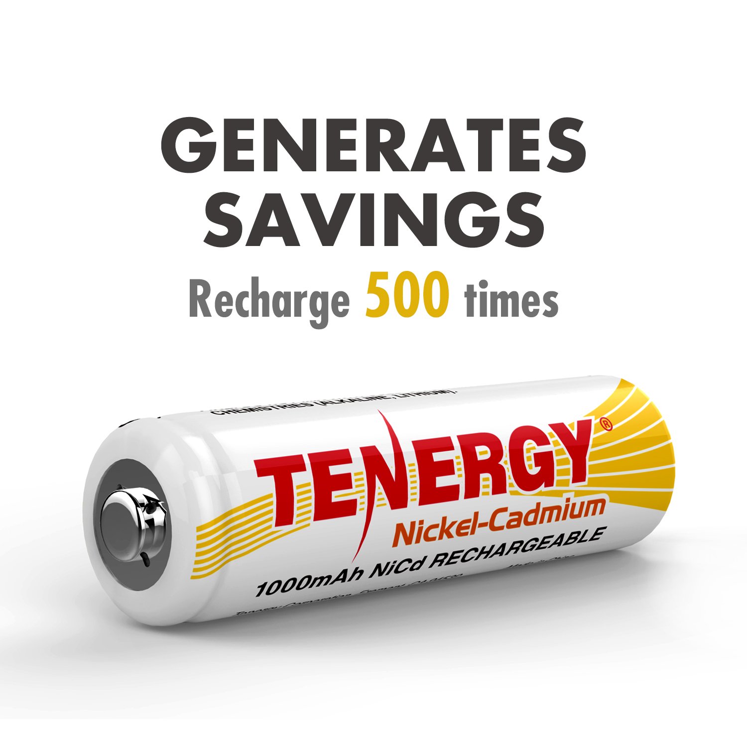 Tenergy AA Rechargeable NiCd Batteries 1000mAh 1.2V - 12 Pack for Solar Lights, Garden Lights, Outdoor Decor & Emergency Flashlights - Long Lasting Power Supply for Home & Camping Use