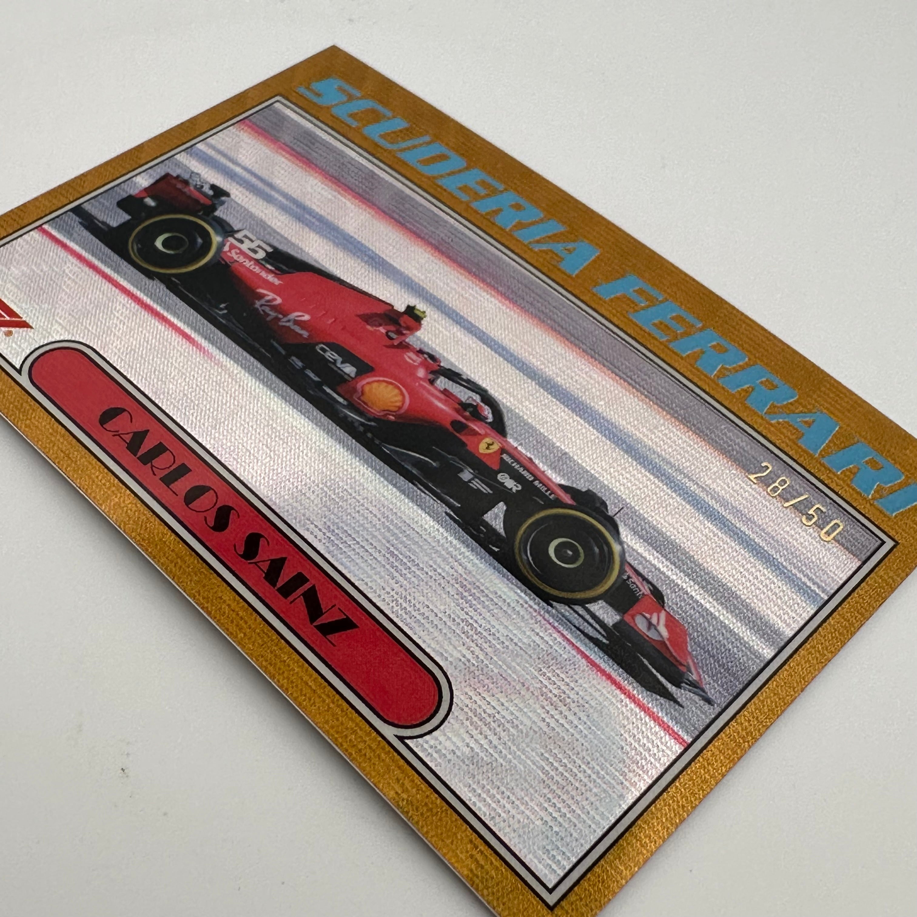 2023 Topps Chrome Carlos Sainz #AU77 Gold Wave 28/50 - Rare Trading Card for Collectors & F1 Fans - Perfect for Sports Memorabilia Displays & Investment