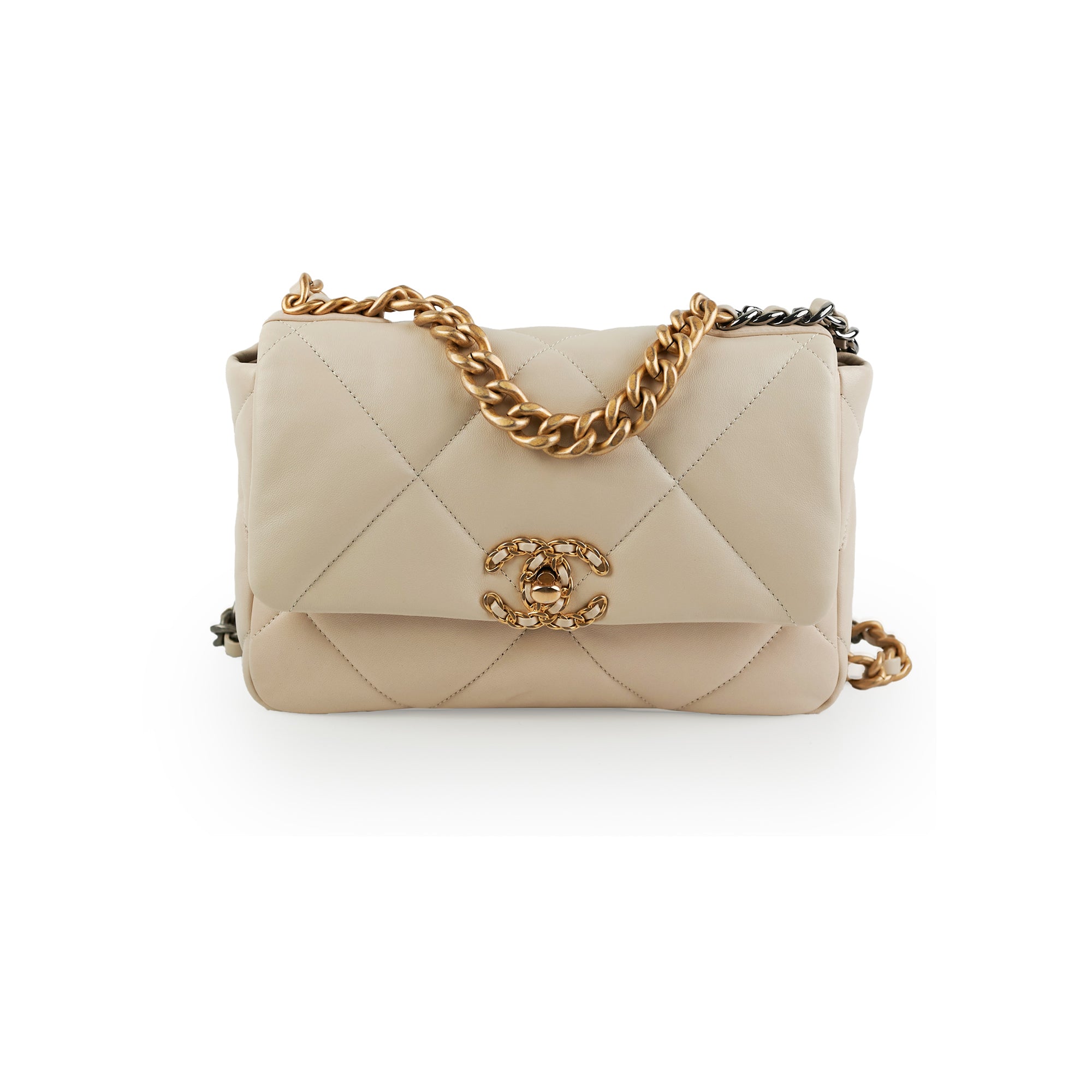 Chanel Small 19 Beige Leather Shoulder Bag - Luxury Designer Handbag for Women | Perfect for Work, Travel & Evening Events