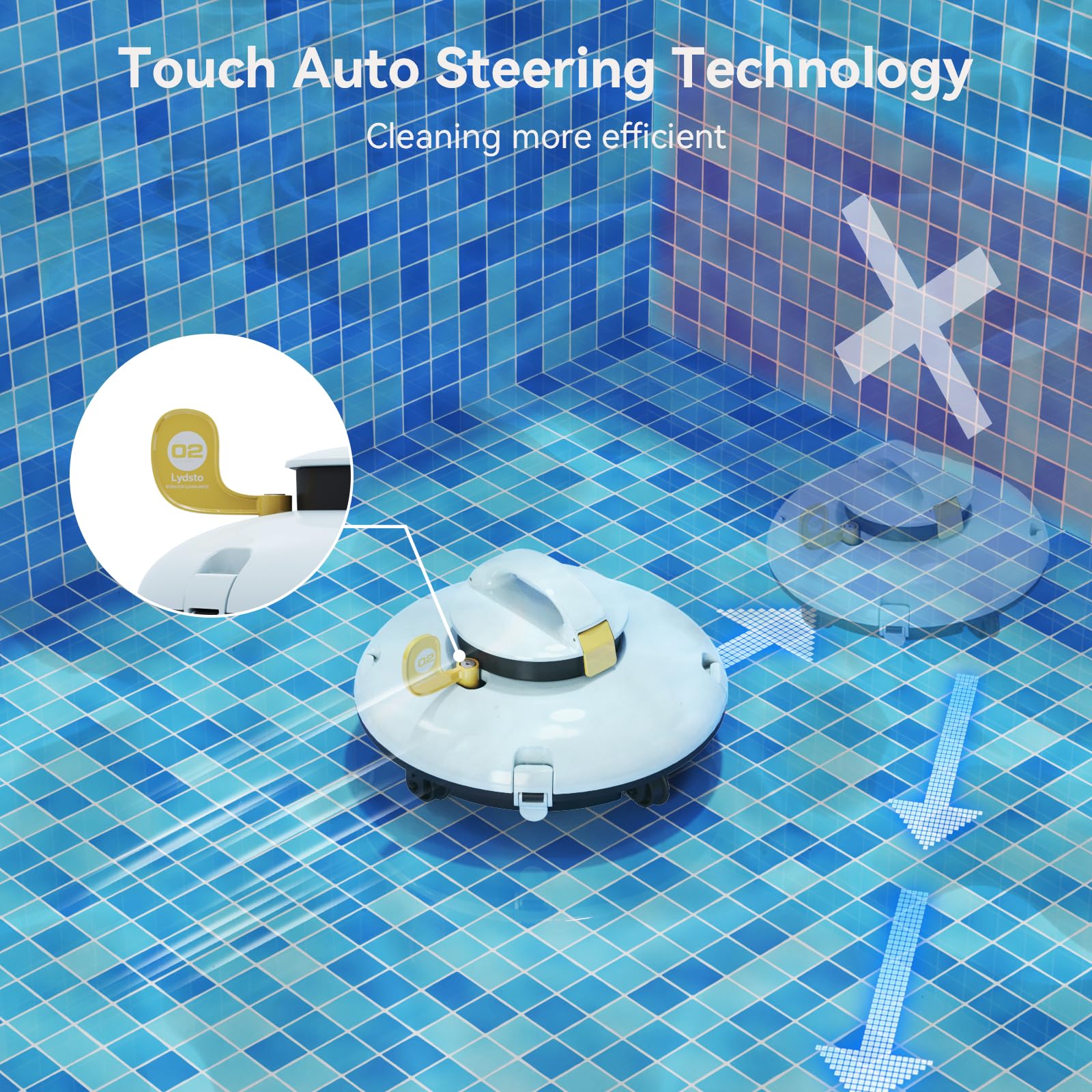 Automatic Cordless Robotic Pool Cleaner for Above Ground Pools - Dual-Drive Motors & Water Sensor Technology - Rechargeable Battery for Flat Bottom Pools up to 35ft (Yellow) - Perfect for Weekly Pool Maintenance & Seasonal Cleaning