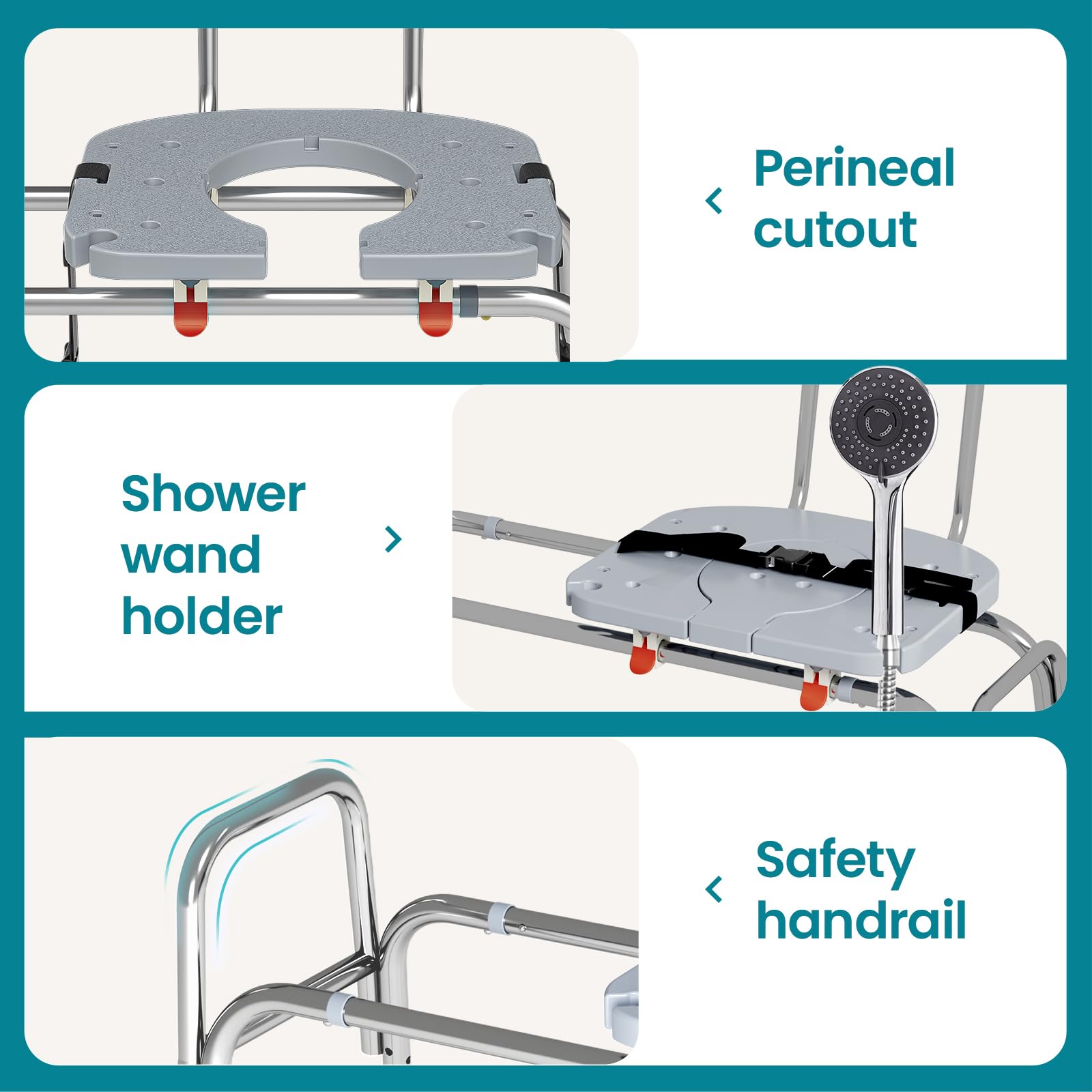 Adjustable Height Sliding Shower Chair with Non-Slip Aluminum Frame & Safety Belt - 400Lbs Capacity Shower Transfer Bench for Elderly & Handicap - Ideal for Bathroom Safety, Assisted Showering & Mobility Support