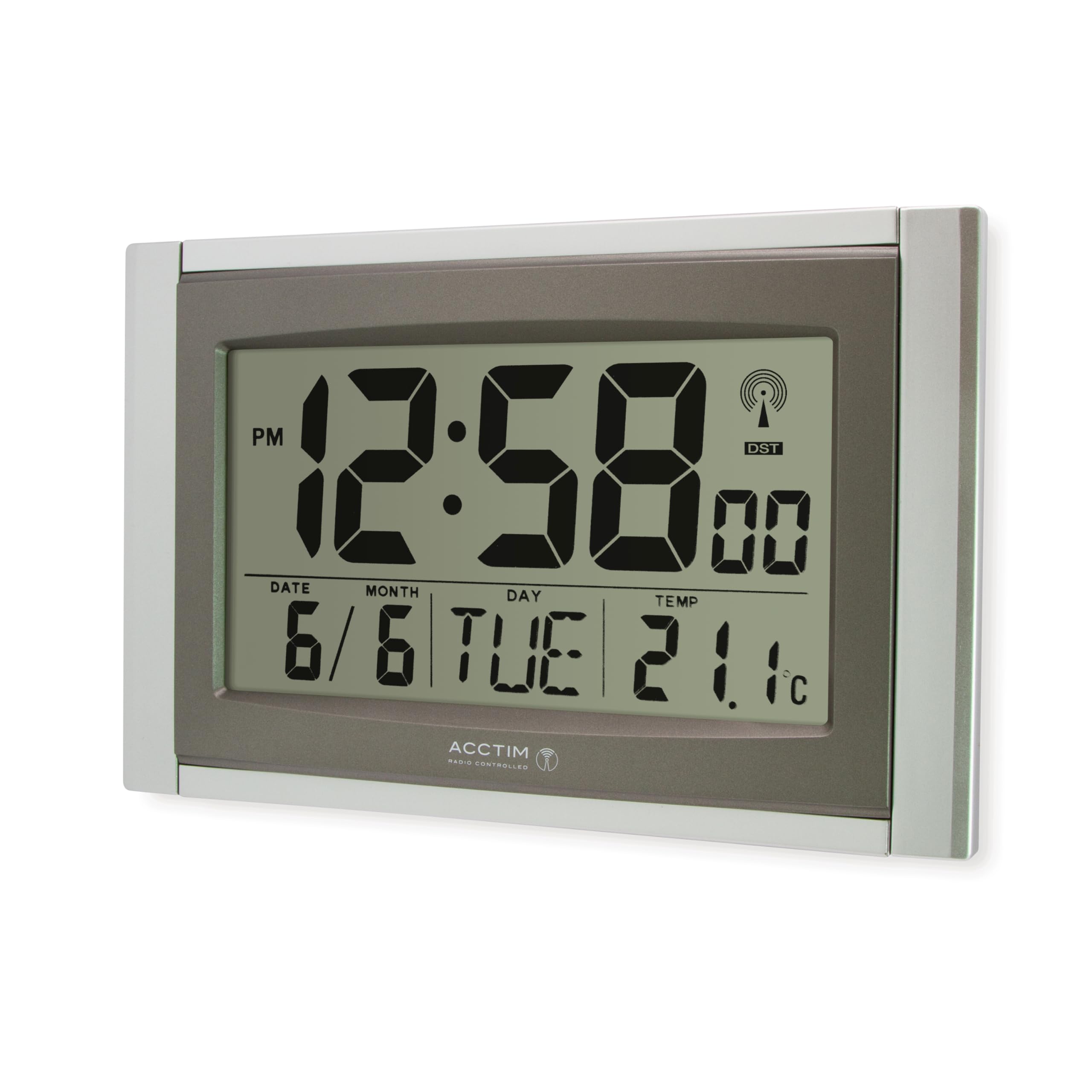 Stratus Smartlite Wall and Desk Clock - Silver | Modern Digital Alarm Clock with LED Display, USB Charging Port & Night Light | Perfect for Bedroom, Office, and Home Decor