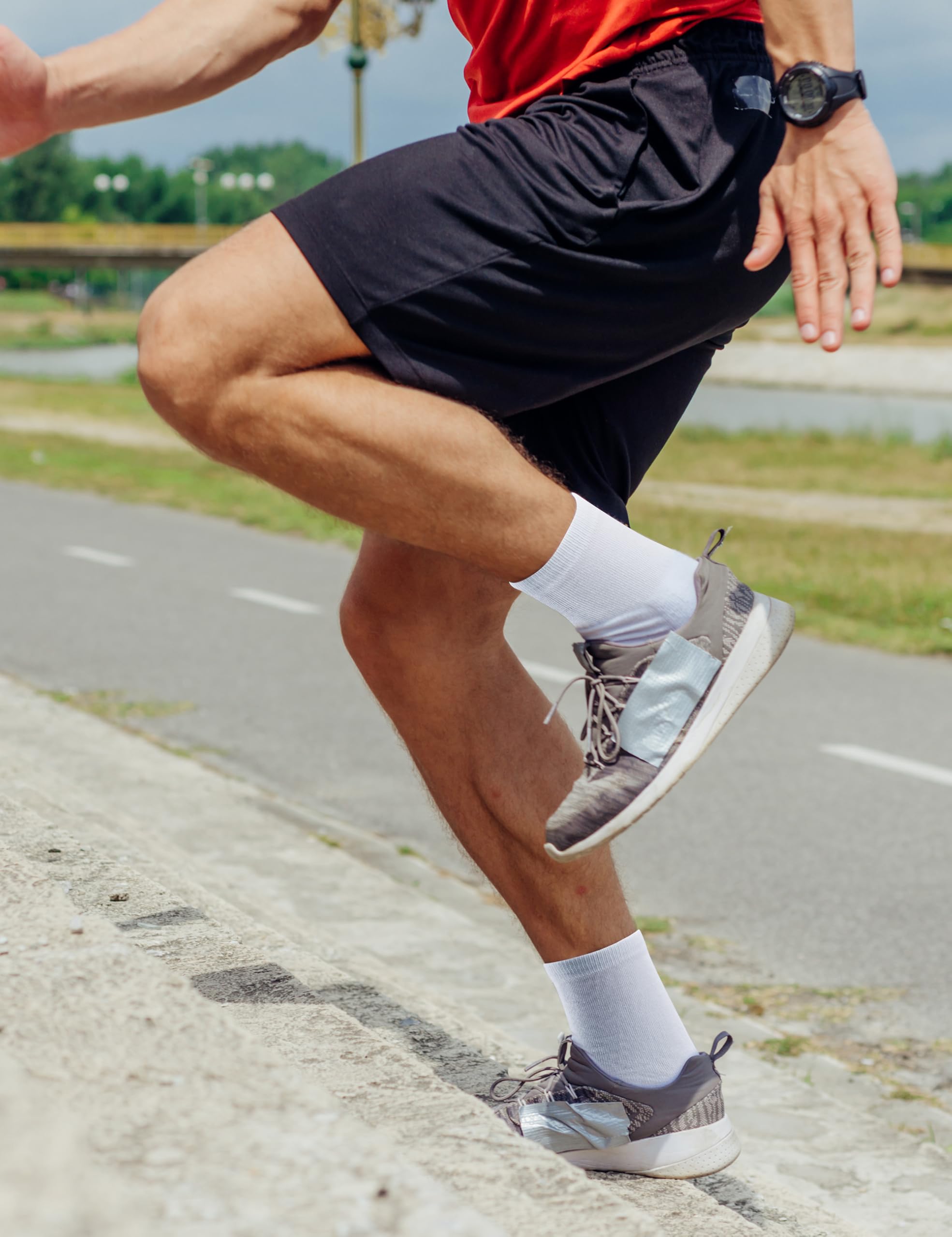 Duufin 12 Pairs Men's Crew Socks - Breathable Mid Calf Athletic Socks for Casual, Workout & Everyday Wear - Lightweight Comfort for Running, Gym & Office Use