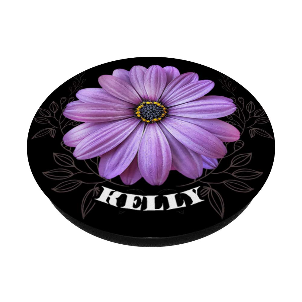 Kelly Name Daisy Flower Purple Floral Design PopSocket - Expandable Phone Grip & Stand for iPhone, Samsung, Tablets | Perfect for Selfies, Videos & Hands-Free Use