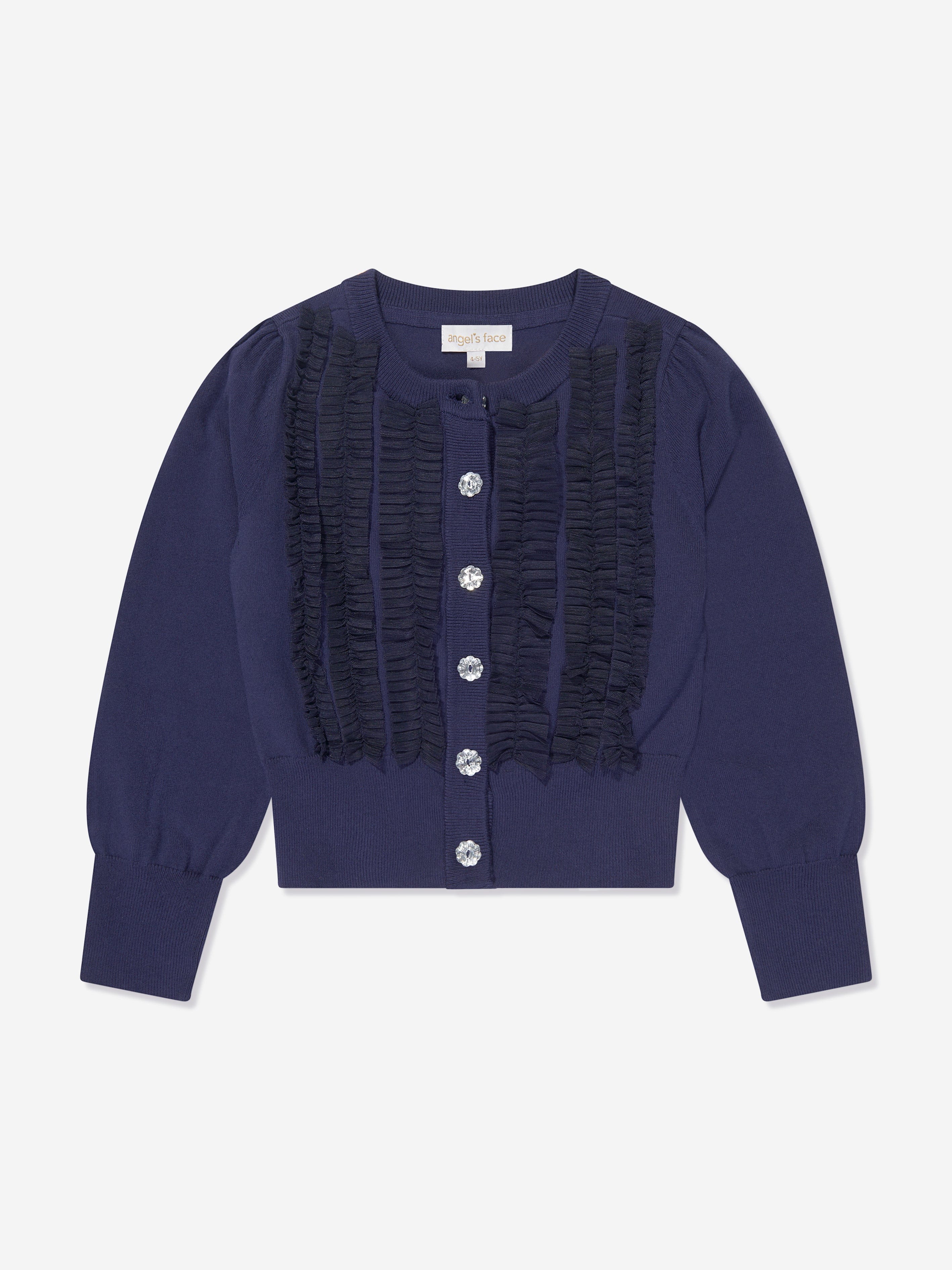 Angels Face Girls Izzy Tulle Ruffle Cardigan - Navy Blue Knit Sweater for Toddler & Kids | Perfect for Birthday Parties, Photo Shoots & Special Occasions