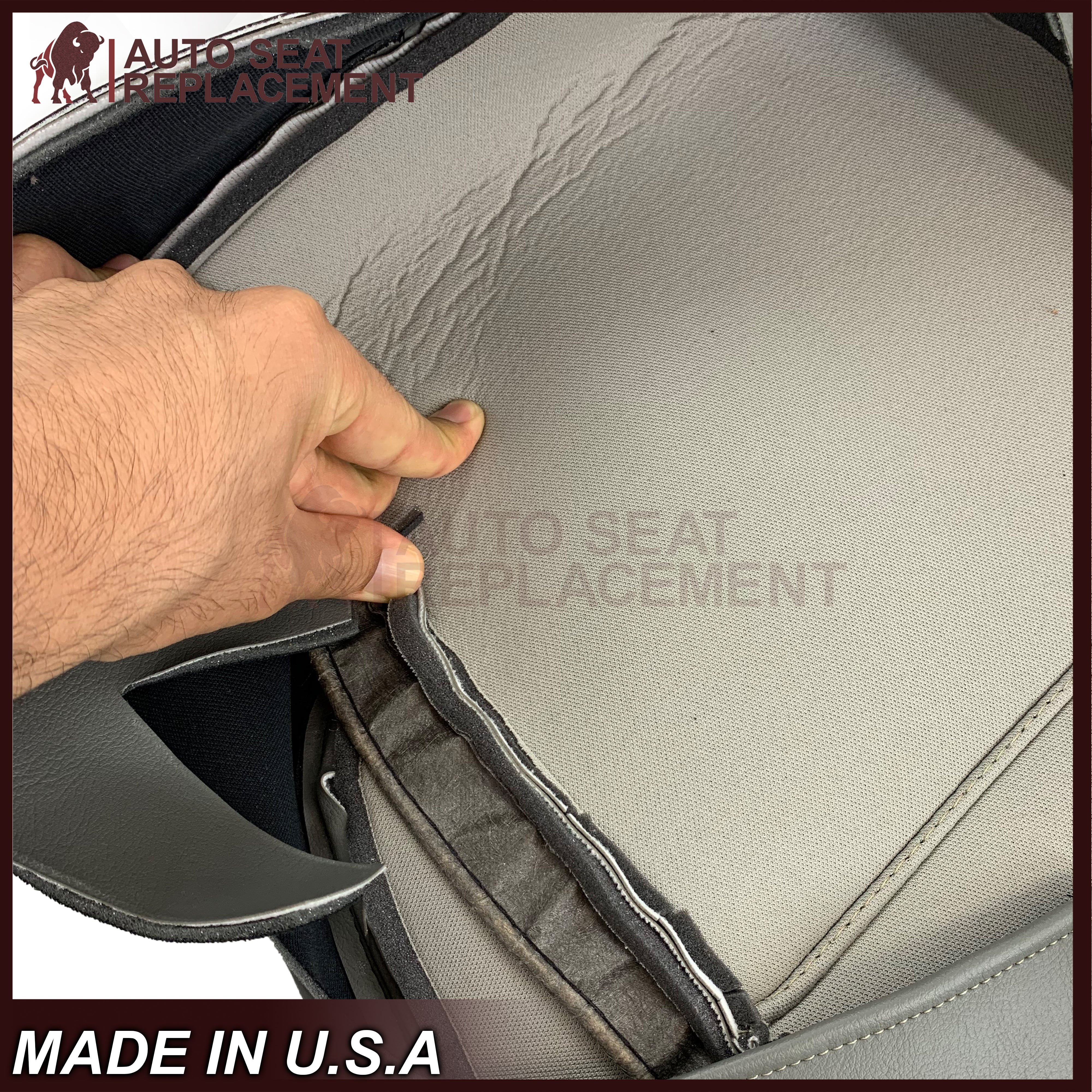 2007-2013 Toyota Sequoia SR5 Genuine Leather Seat Covers Set - Top & Bottom Replacement for Driver/Passenger Side (Gray) | Premium Car Interior Upgrade for Comfort & Style