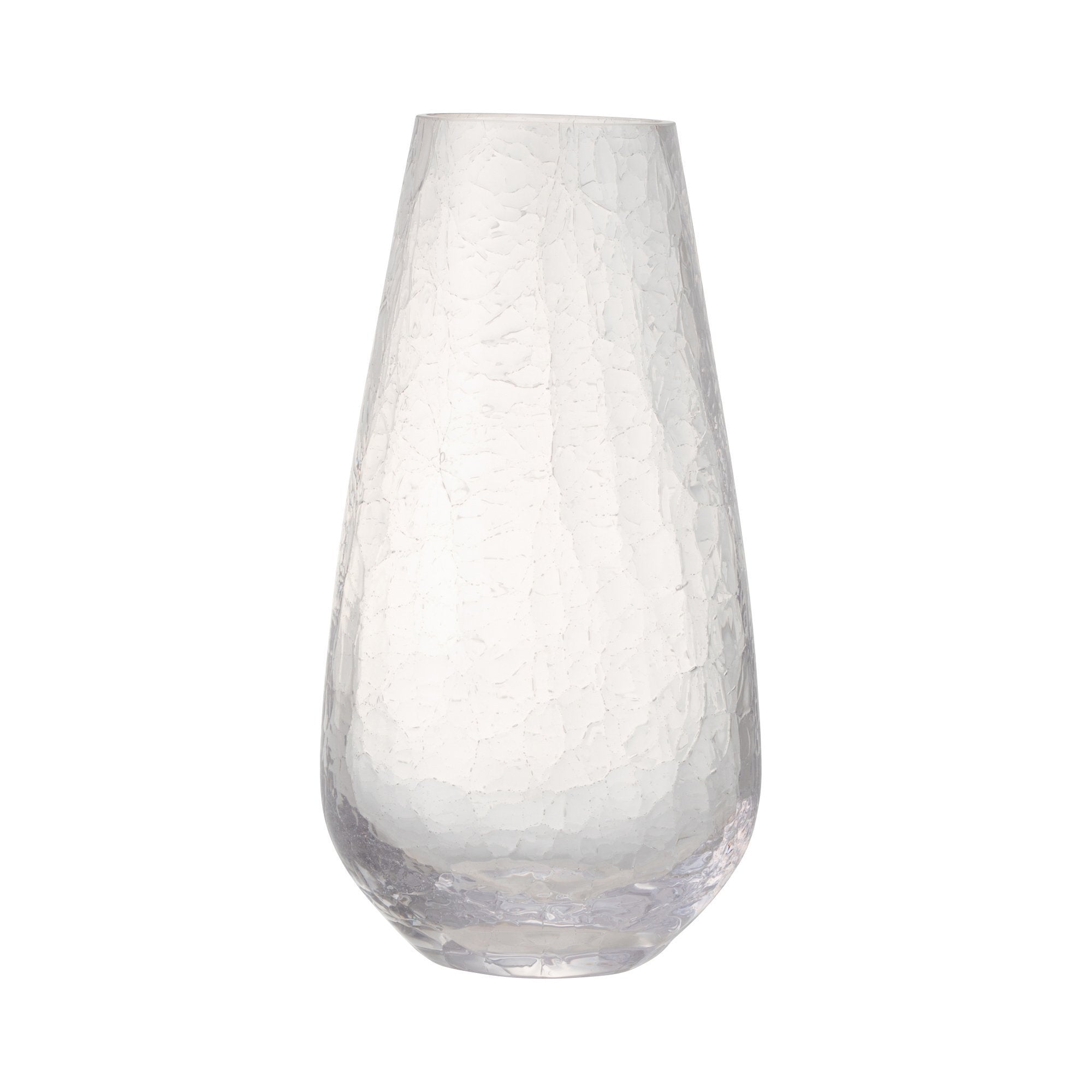 Clear Small Crackle Glass Flower Vase - Elegant Home Decor for Centerpieces, Wedding, Dining Table & Living Room