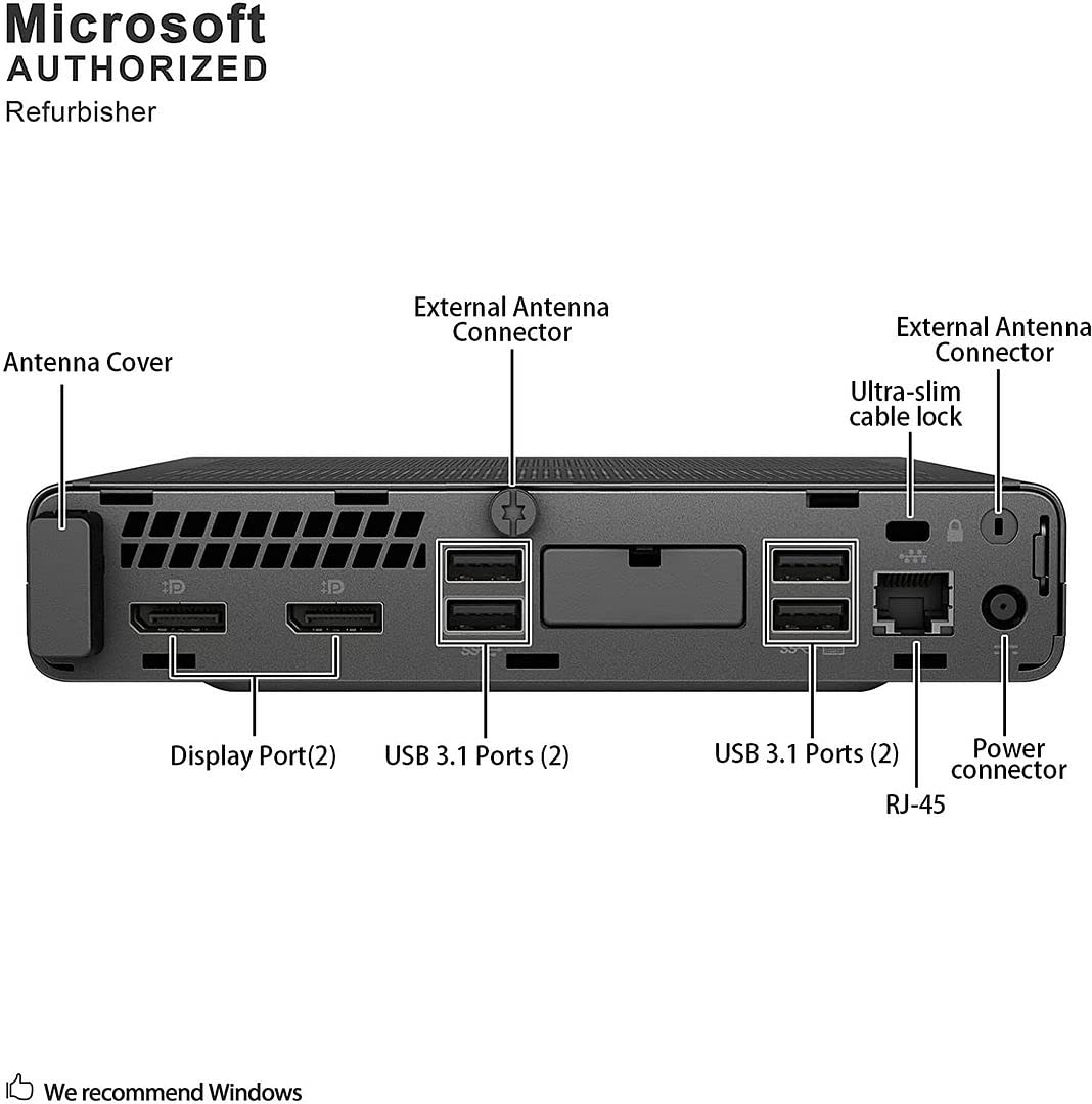 Refurbished HP 800 G4 Mini PC - Intel Core i5-8500T Processor (Up to 3.5GHz), 32GB DDR4 RAM, 256GB NVMe SSD, WiFi & Bluetooth, Dual Monitor Support, Wireless Keyboard/Mouse, Windows 11 Pro - Perfect for Home Office, Business Workstations & Compact Computing