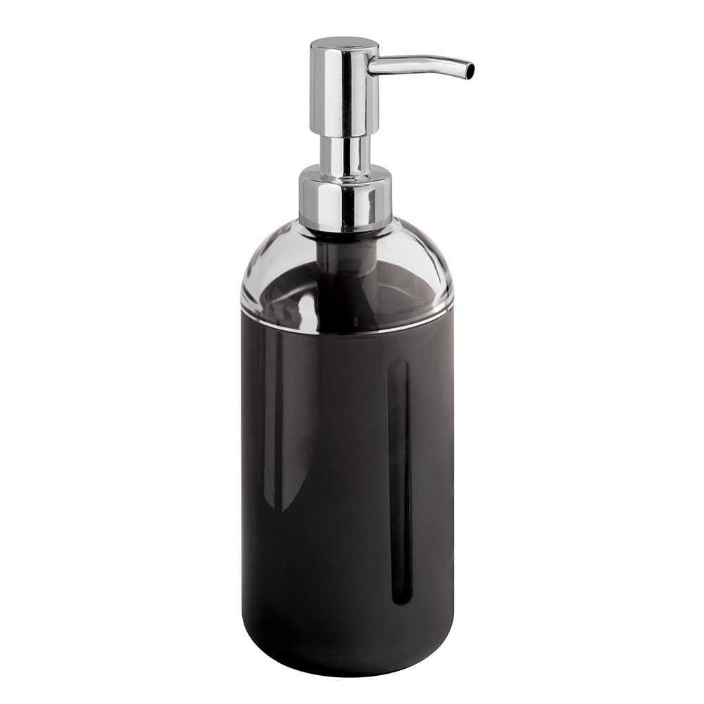 InterDesign Syncware Kitchen Countertop Sink Soap Dispenser - Black/Clear | Modern Liquid Soap Dispenser for Kitchen, Bathroom & Office | Durable & Stylish Design