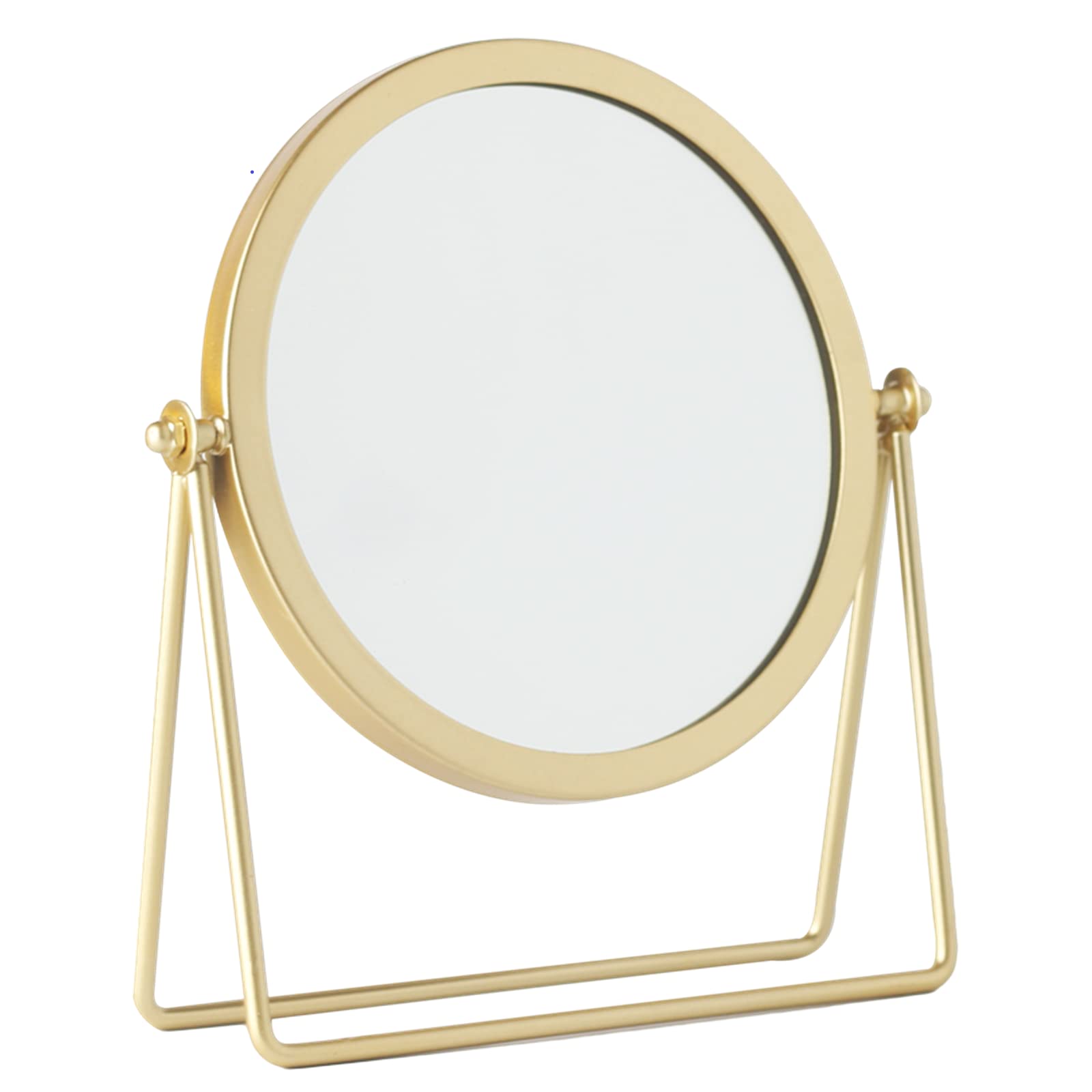 Golden Tabletop Makeup Mirror - 360° Swivel & Adjustable Single-Sided Vanity Mirror with Iron Stand, 7.1