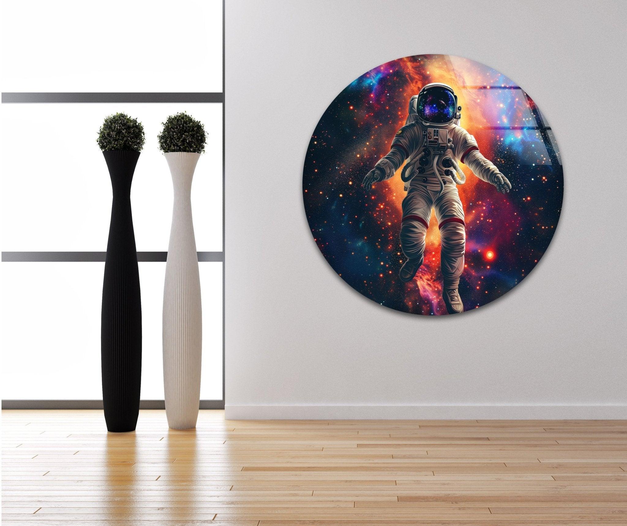 Astronaut in Space Glass Wall Art - Stunning Galaxy Decor for Living Room, Bedroom & Office - Perfect Space Themed Gift for NASA Lovers