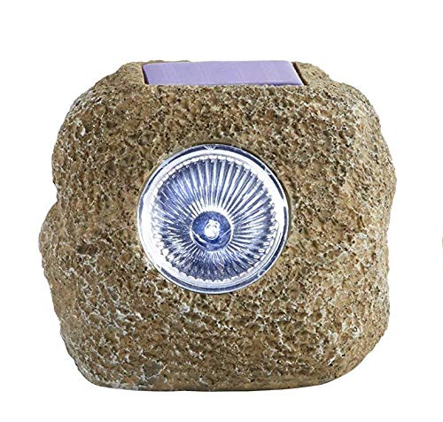 Nantucket Sunrays Solar Powered LED Garden Rock Lights - Gray Set of 4 for Outdoor Pathway, Deck & Patio Lighting | Weather-Resistant Solar Spotlights for Landscape, Yard & Garden Decor