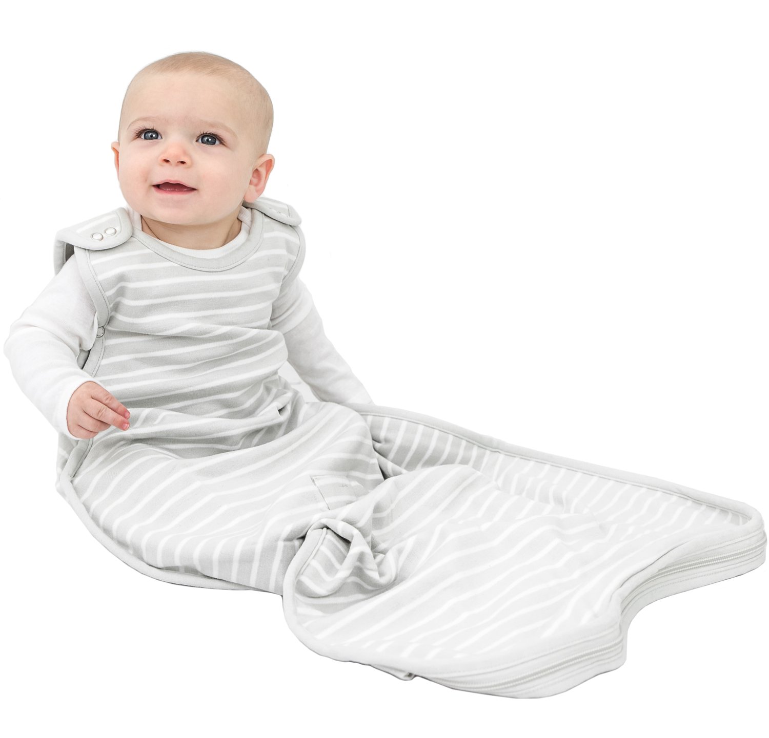 Woolino 4 Season Ultimate Baby Sleep Sack - 2-24 Months Universal Size - 100% Merino Wool - Birch Gray - Perfect for Nursery, Daycare & Travel