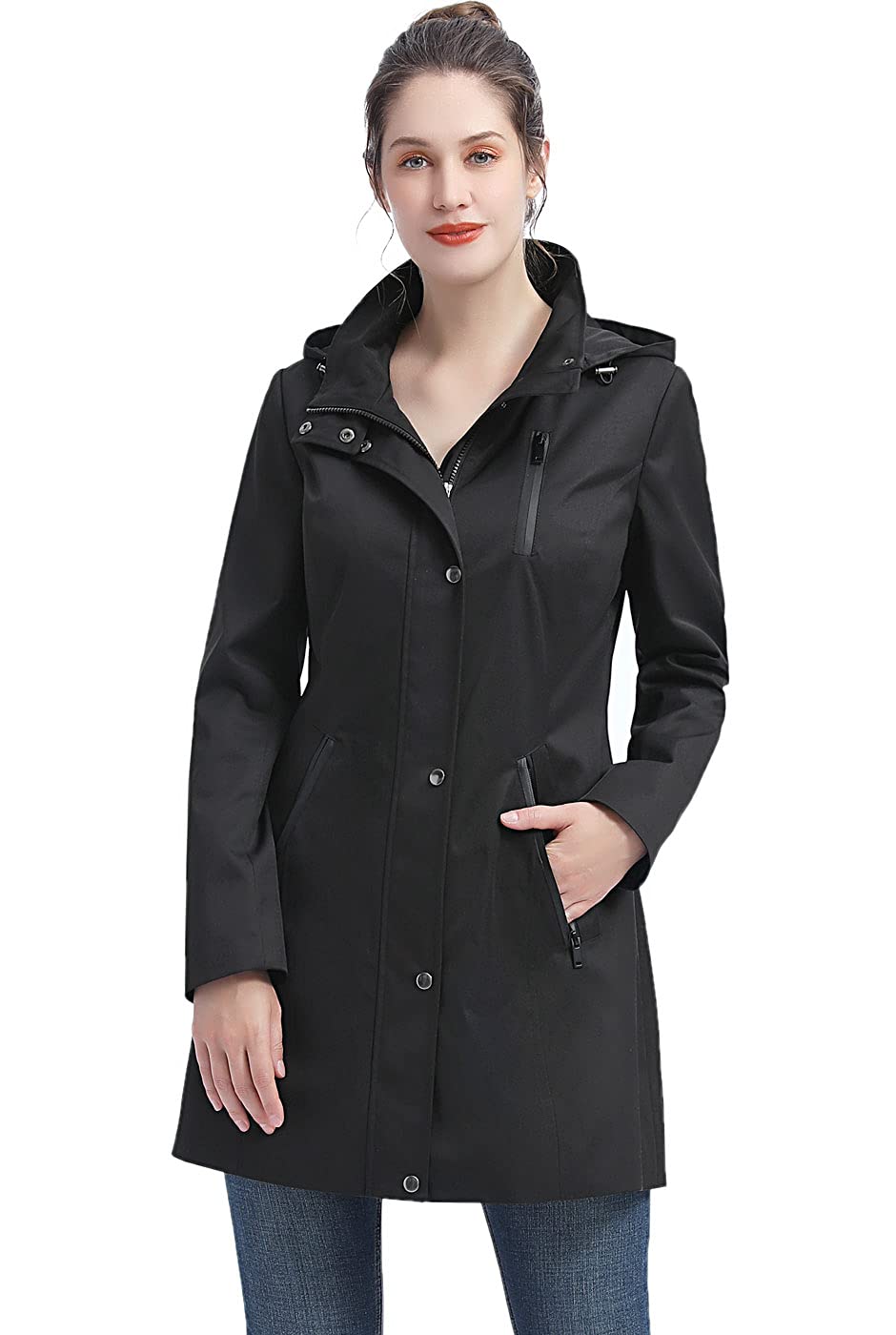 BGSD Women's Easton Waterproof Hooded Anorak Rain Jacket - Lightweight Windproof Outdoor Coat for Hiking, Camping & Travel (Regular & Plus Size)