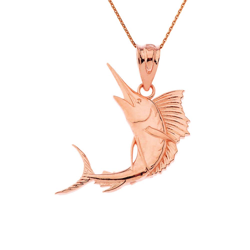 10K Gold Marlin Swordfish Sailfish Pendant Necklace - Sea Life Collection | Nautical Jewelry for Women | Perfect Gift for Ocean Lovers, Beach Vacations & Marine Enthusiasts