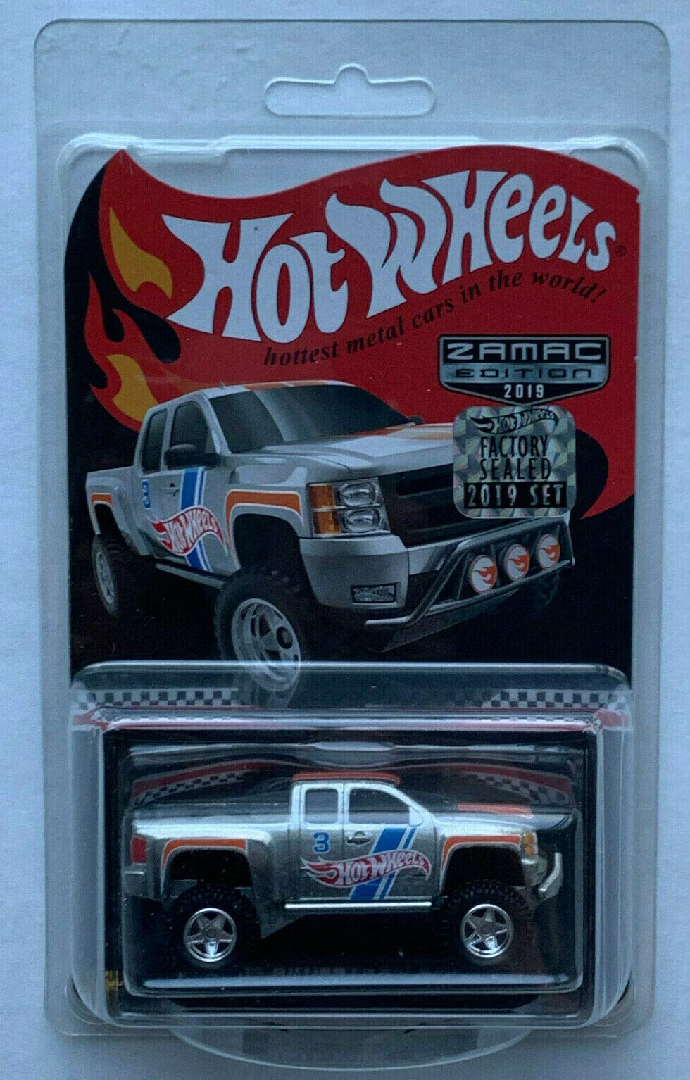 2019 Hot Wheels RLC Collector's Edition ZAMAC Chevy Silverado Off Road Die-Cast Truck 1:64 Scale with Factory Sealed Sticker - Rare Collectible for Display, Gifts, and Car Enthusiasts
