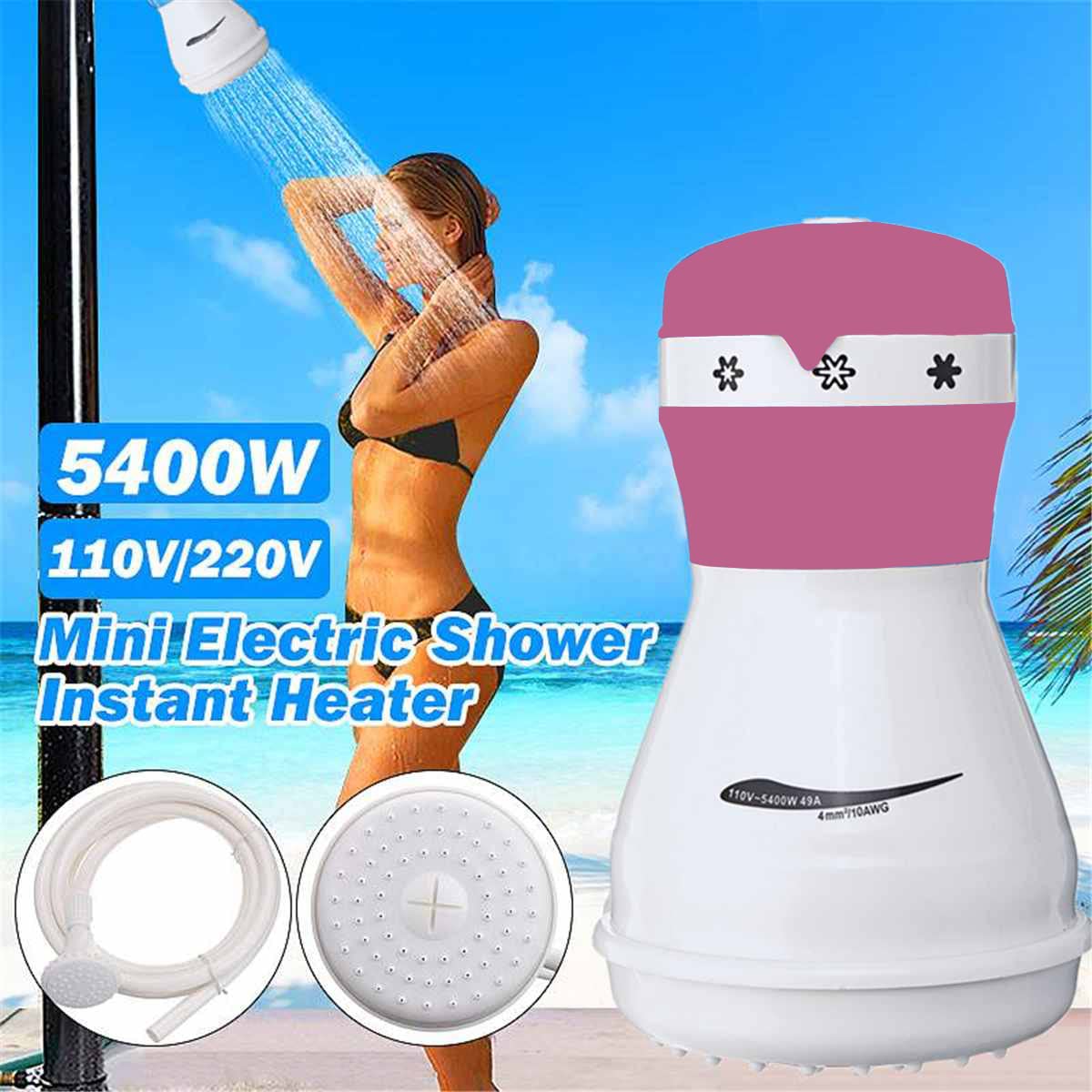 5400W Instant Hot Water Electric Shower Head with Adjustable Hose & Bracket - Fast Heating Bathroom Shower Nozzle for Home, RV & Camping Use