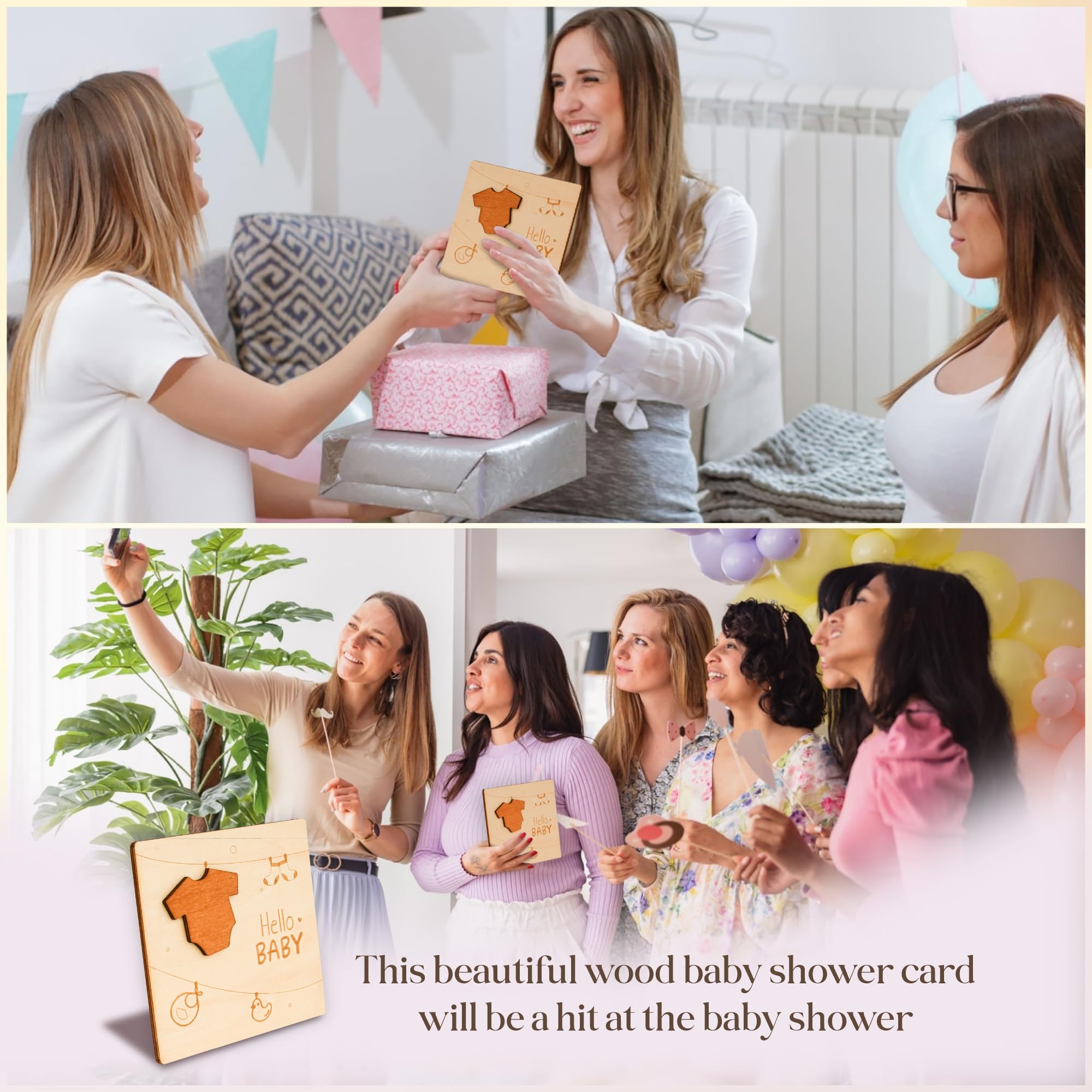 Funny Baby Shower Card - Wooden Newborn Greeting Card for Baby Girl & Boy | Congratulations & Welcome New Baby Gift | Perfect for Baby Showers, Birth Announcements & New Parent Gifts