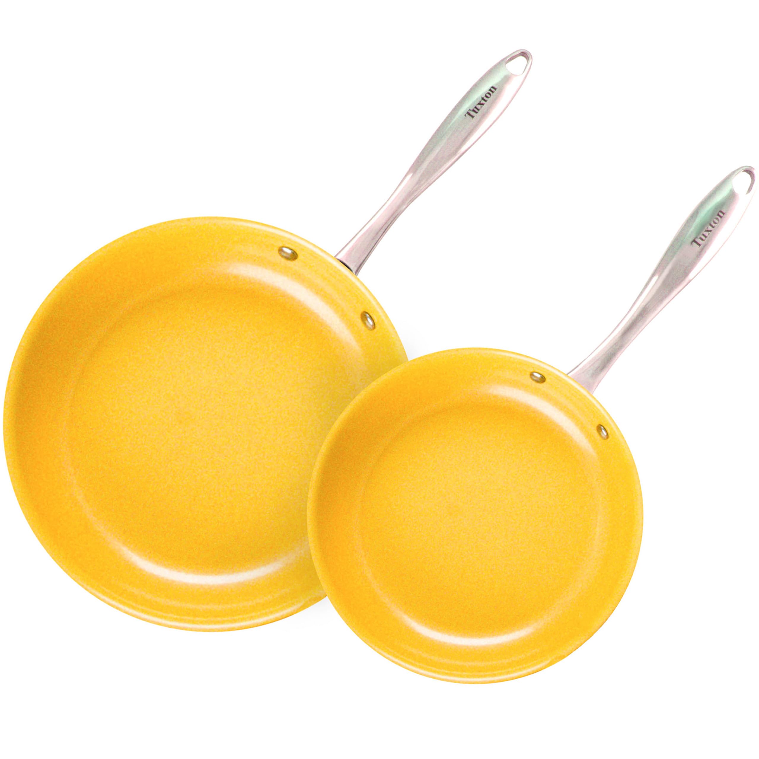 Non Stick Frying Pan Set - 2-Piece Stainless Steel Cookware with Ceramic Coating (8