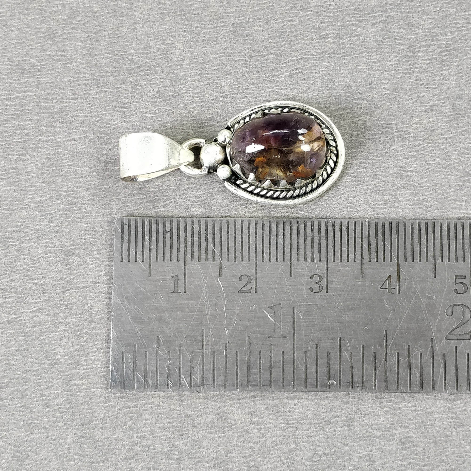 Natural Untreated Purple Amethyst Gemstone Pendant - 925 Sterling Silver Bezel Set Cabochon (5.09g, 1.25