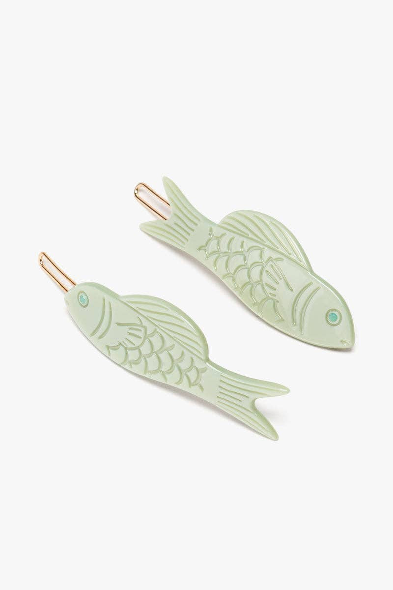 Elegant Jade Green Fish Hair Clip Set - Perfect for Weddings, Parties & Everyday Style