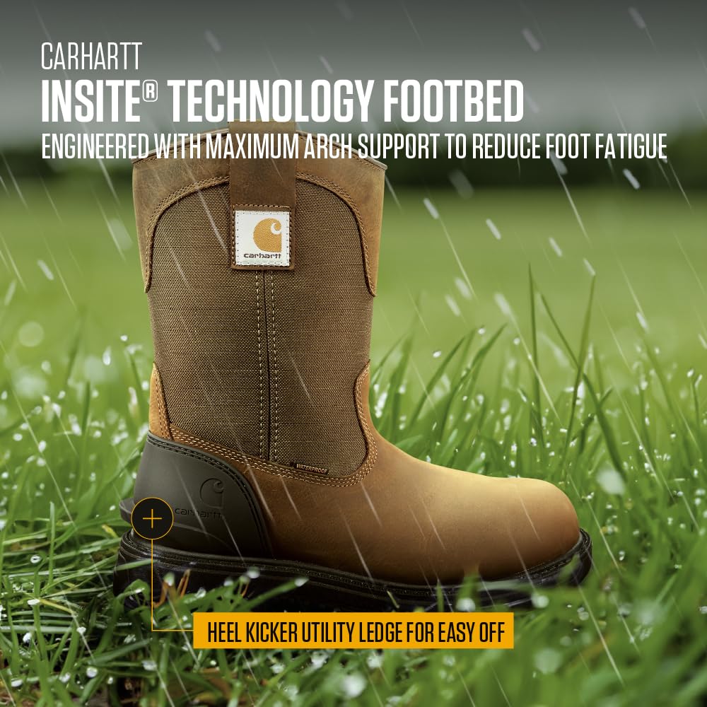 Carhartt Men's Wellington Work Boots - Durable Steel Toe, Waterproof & Comfortable for Construction, Hiking & Outdoor Work