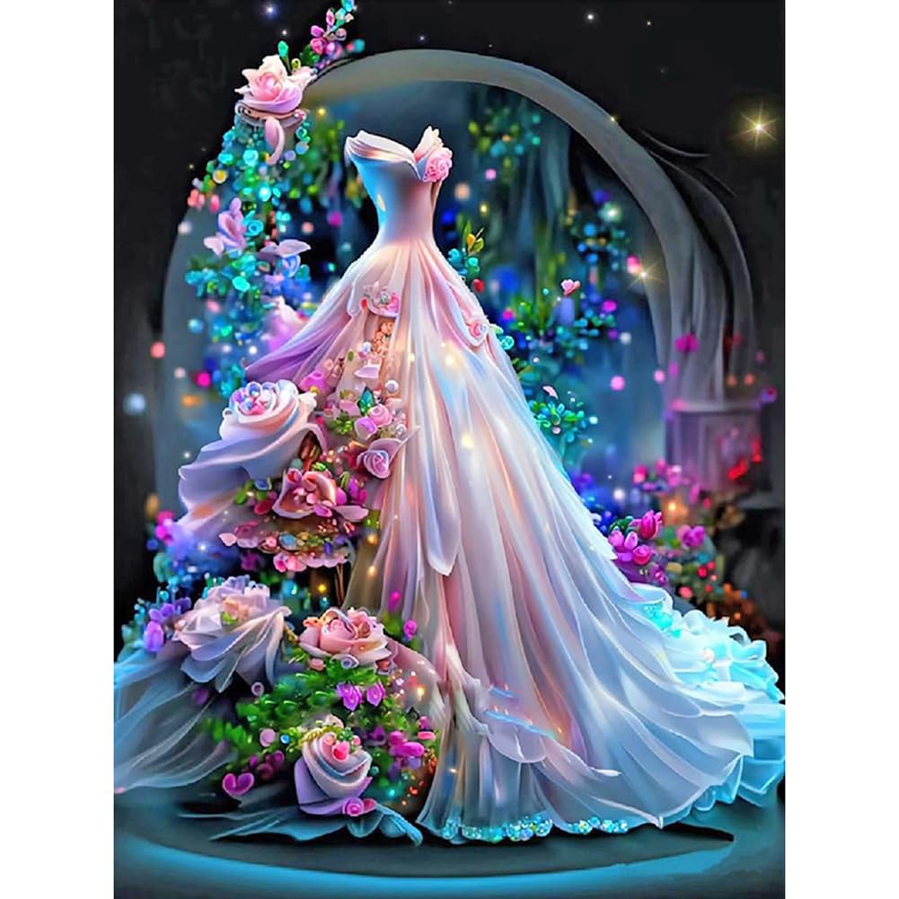 5D Diamond Painting Kits for Adults Beginners - Round Full Drill DIY Diamond Art Kits for Home Wall Decor (12×16 Inch) - Perfect for Wedding Dress Theme, Home Decoration & Gift Giving
