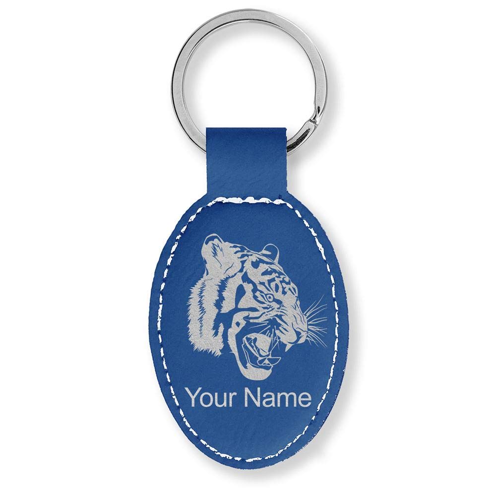 LaserGram Custom Engraved Tiger Head Oval Keychain - Personalized Gift for Men & Women - Perfect for Home, Office, and Car Keys Accessories