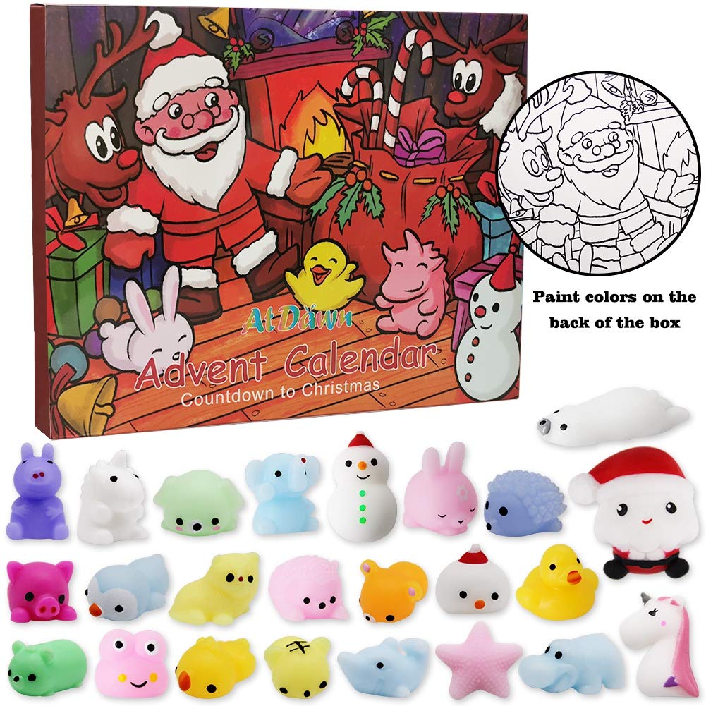 ATDAWN 2022 Christmas Countdown Advent Calendar with 24 Cute Squishy Toys - Fun Holiday Gift for Kids & Family Festive Countdown Tradition
