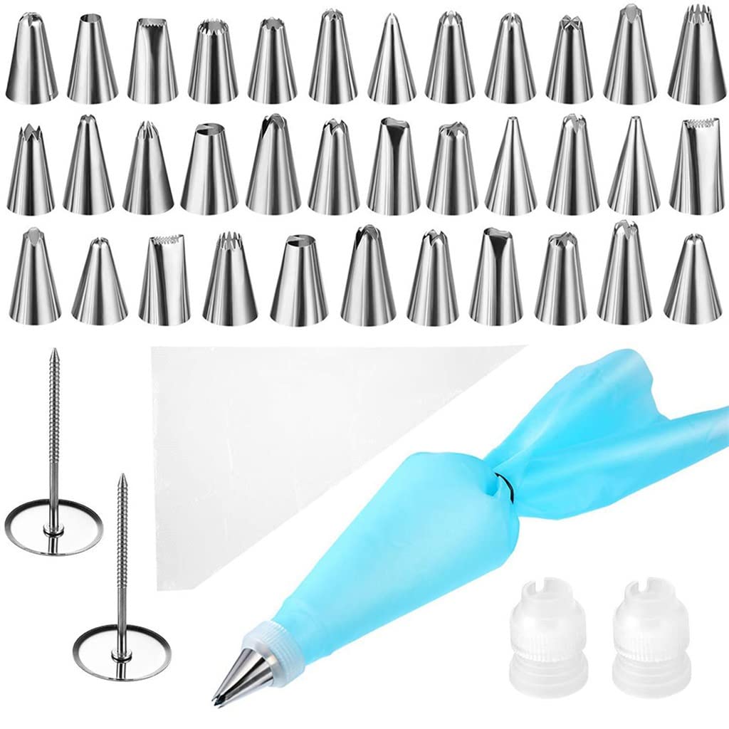 42-Piece Reusable Silicone Icing Piping Bags Set - Professional Cake Decorating Tools for Baking, Cookies & Pastry - Perfect for Home Bakers, Wedding Cakes & Birthday Party Desserts