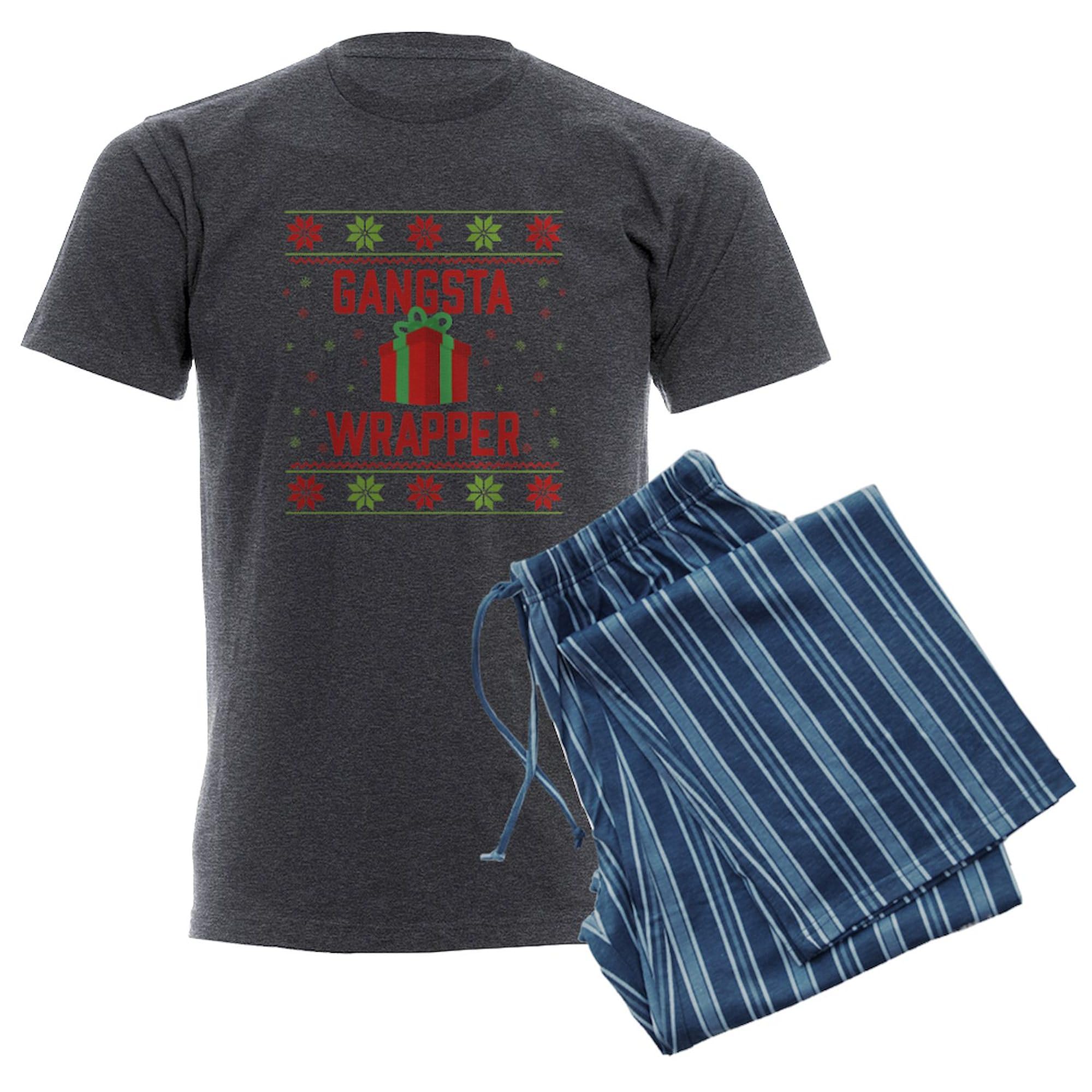 Gangsta Wrapper Men's Charcoal Pajama Set - Funny Novelty Sleepwear for Men - Perfect for Lounge Wear, Sleepovers & Costume Parties
