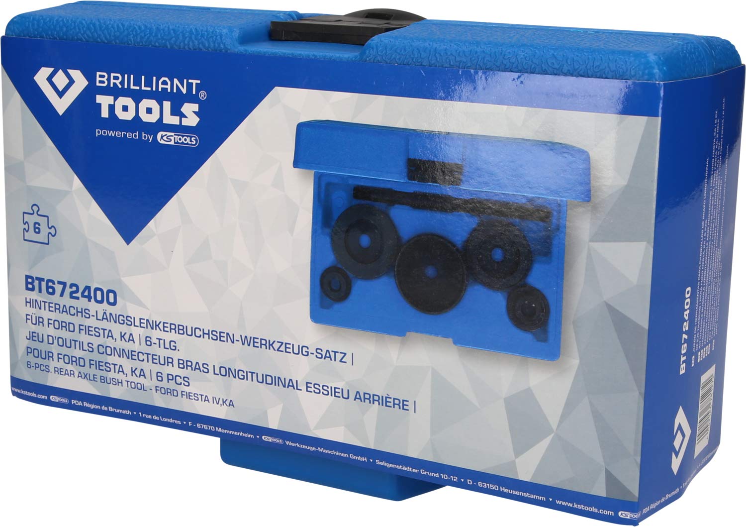 BRILLIANT TOOLS BT672400 6-Piece Rear Axle Trailing Bar Socket Tool Set - Compatible with Ford Fiesta & Ka Models | Professional Automotive Repair Kit [Powered by KS Tools] | Perfect for DIY Mechanics & Professional Garage Use