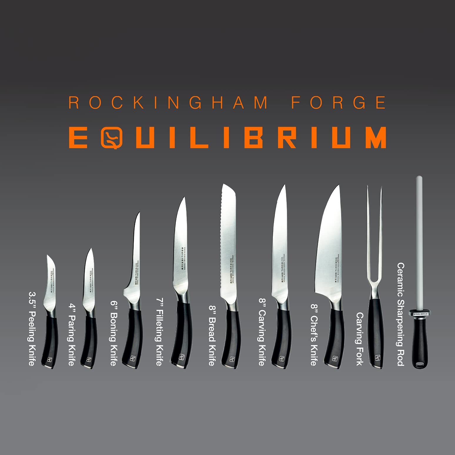 Premium Equilibrium Professional Chef’s Knife Set - 9-Piece Kitchen Knives with Shears & Knife Case (CS-1502/10) for Home Cooking, Restaurant Use & Culinary Gifts