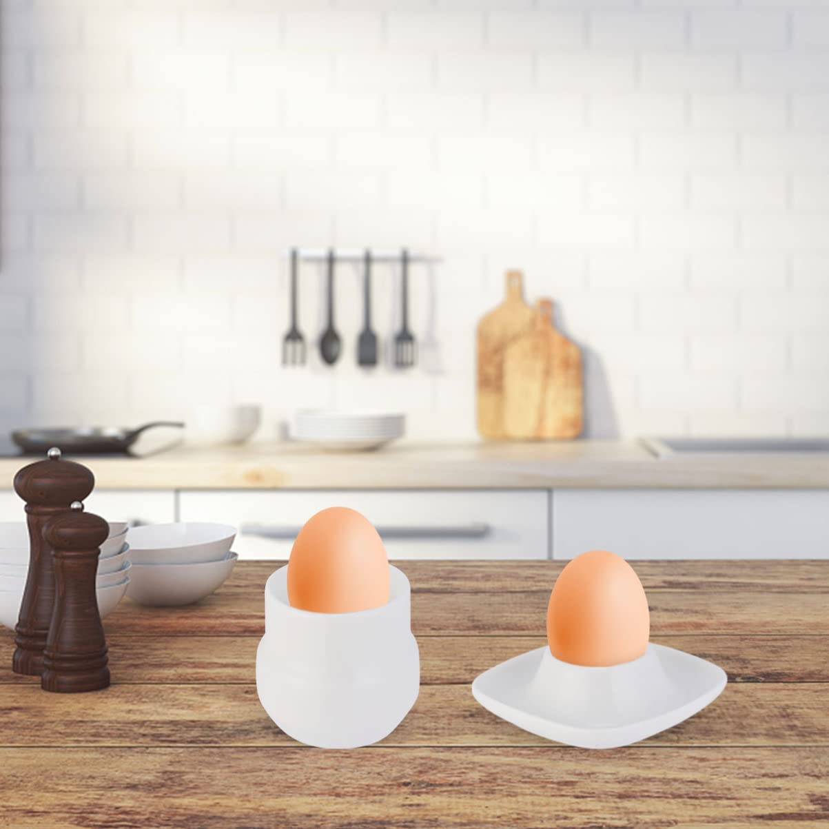 Hemoton 2-Pack Ceramic Egg Cups - Elegant Egg Holders for Soft-Boiled Eggs, Practical Kitchen Tools for Breakfast, Dining & Home Decor (White) | Perfect for Easter, Brunch & Stylish Table Settings
