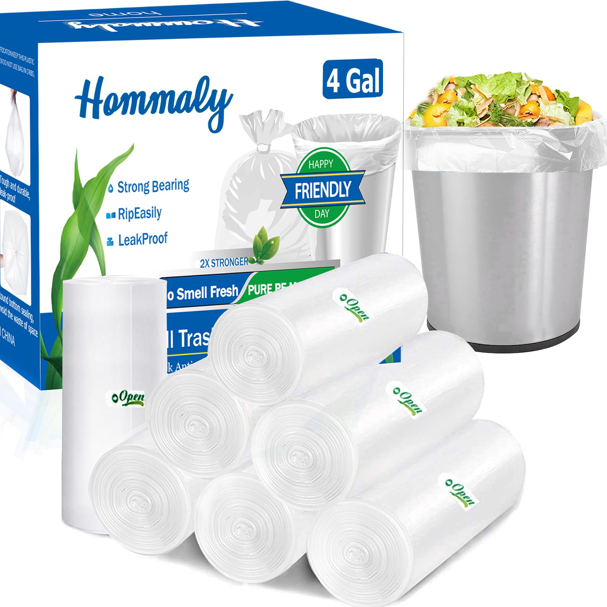 350 Count Small Clear Trash Bags - 4 Gallon Heavy Duty Garbage Bags for Bathroom, Office & Home Use - Fits 12-15 Liter Waste Bins (3.5-4.5 Gal) - Perfect for Kitchen, Bedroom & Bathroom Waste Disposal