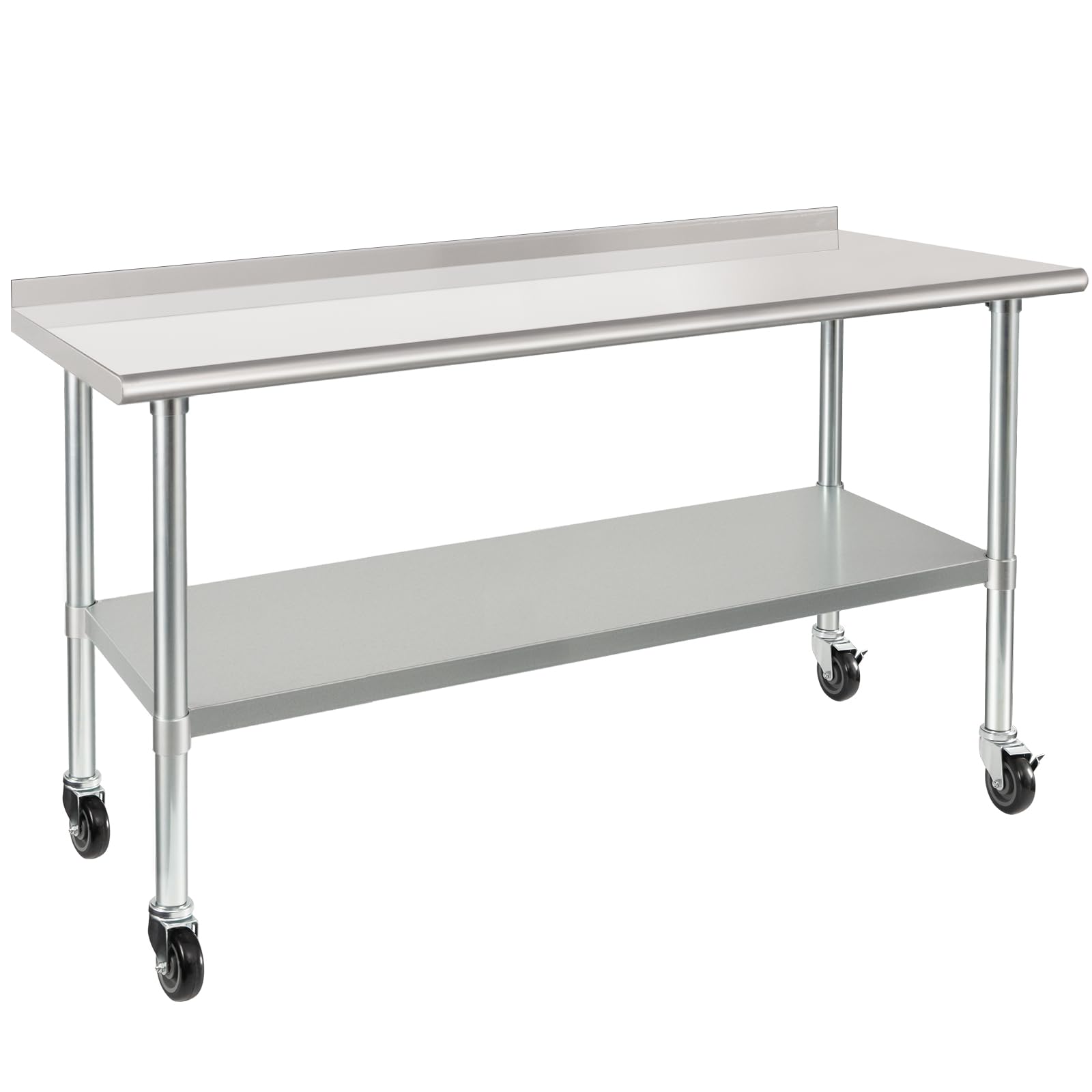 HARDURA 24x60 Inch Stainless Steel Commercial Prep Table with Wheels, 2
