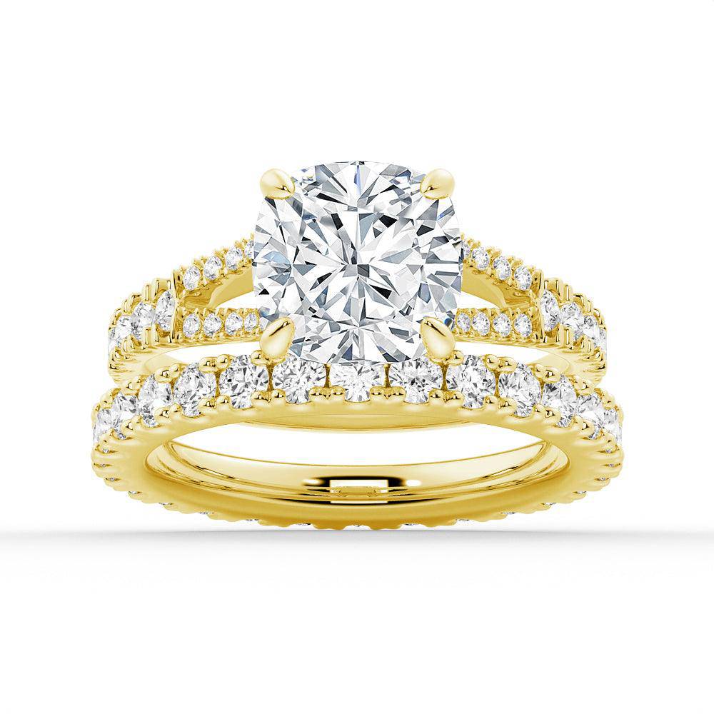 Exquisite Cushion Cut Split Shank Moissanite Engagement Ring for Women - Sparkling Wedding Band, Anniversary Gift, Proposal Jewelry - Perfect for Romantic Proposals, Bridal Sets, and Special Occasions