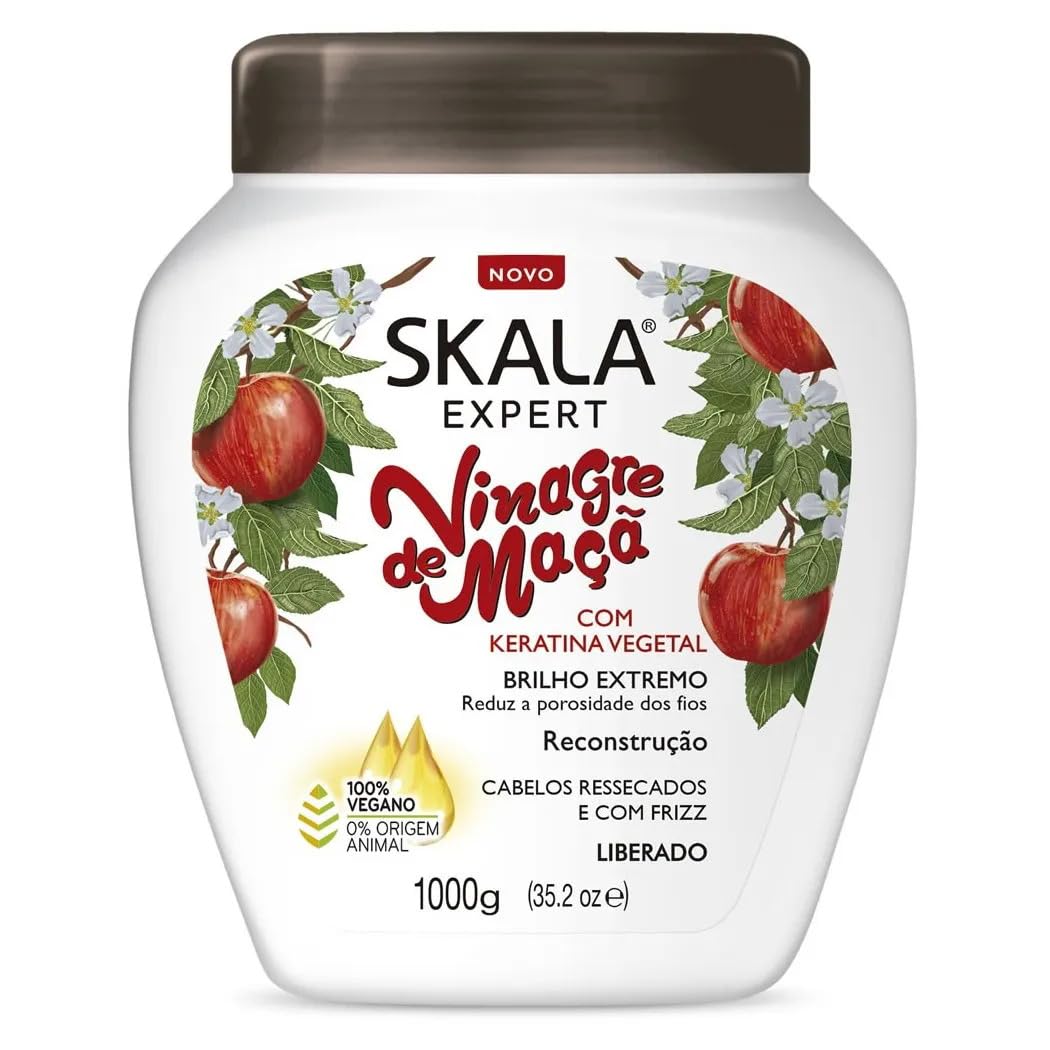 Skala Brazilian Hair Vinagre Maca Keratin Plus Creme Treatment 1000g - Deep Conditioning for Dry, Damaged Hair - Salon Quality Hair Mask for Smooth & Shiny Hair at Home
