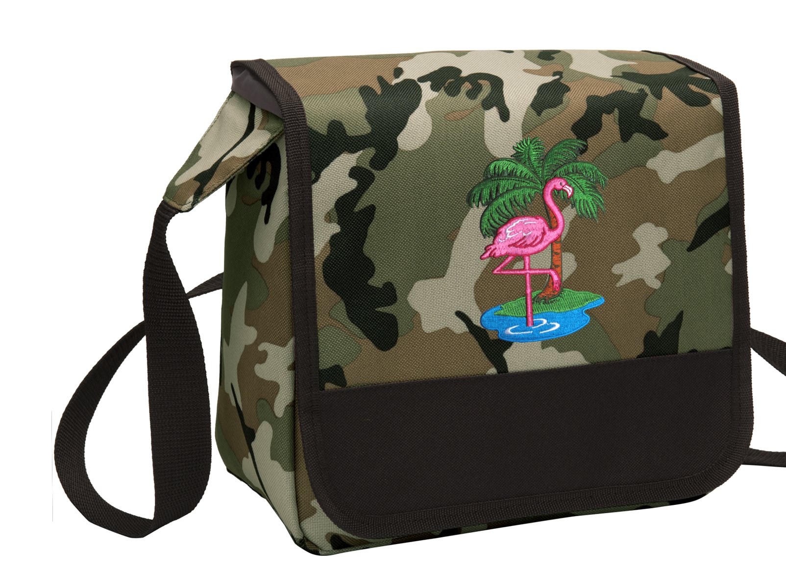 Camo Pink Flamingo Insulated Lunch Bag - Reusable Shoulder Lunch Box for Women & Men, Perfect for Work, School, Picnics & Outdoor Activities