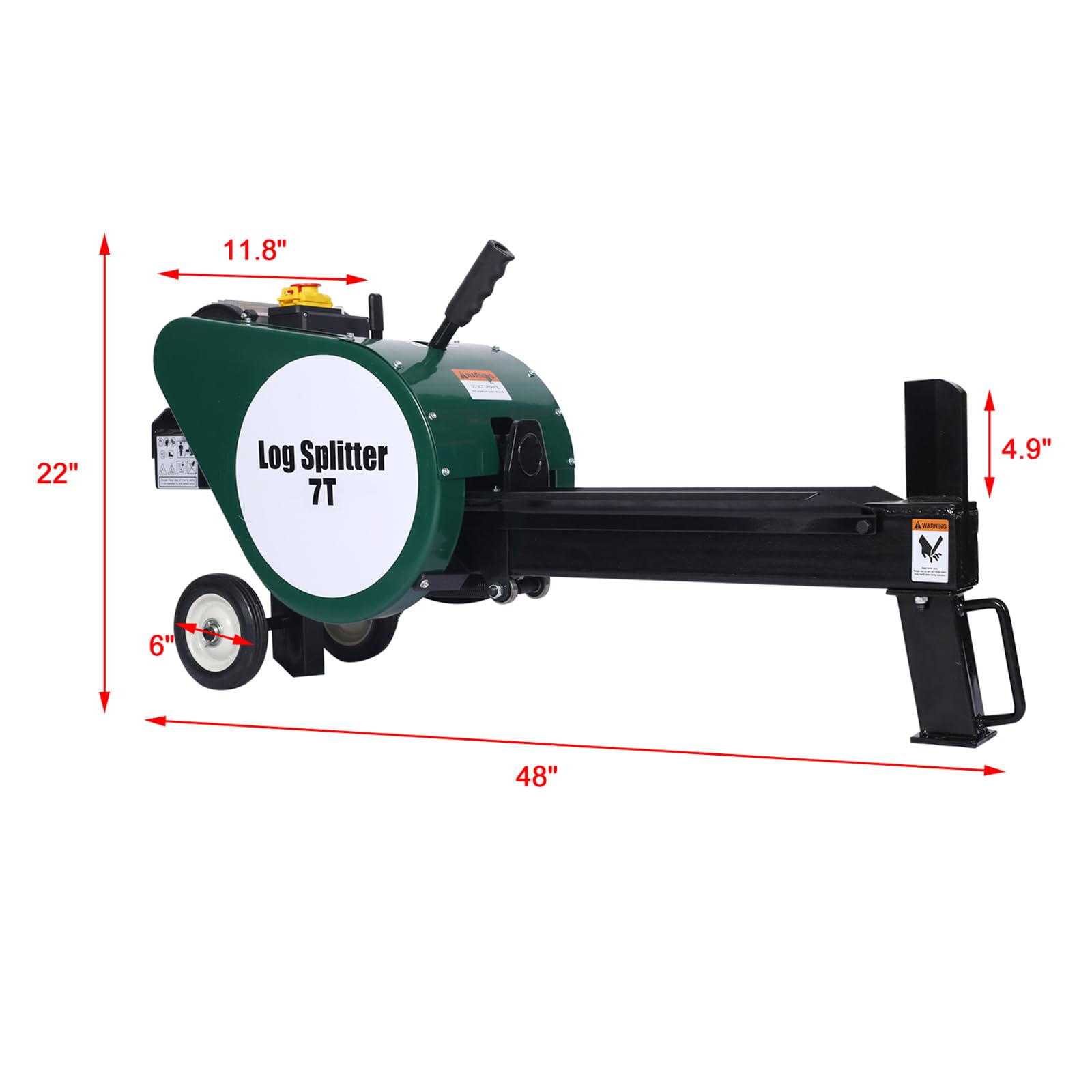 7 Ton Electric Log Splitter - 16A 2HP Double Flywheel Wood Splitter with Mobile Wheels | Horizontal Firewood Splitting Machine for Home Heating, Camping & Outdoor Wood Processing
