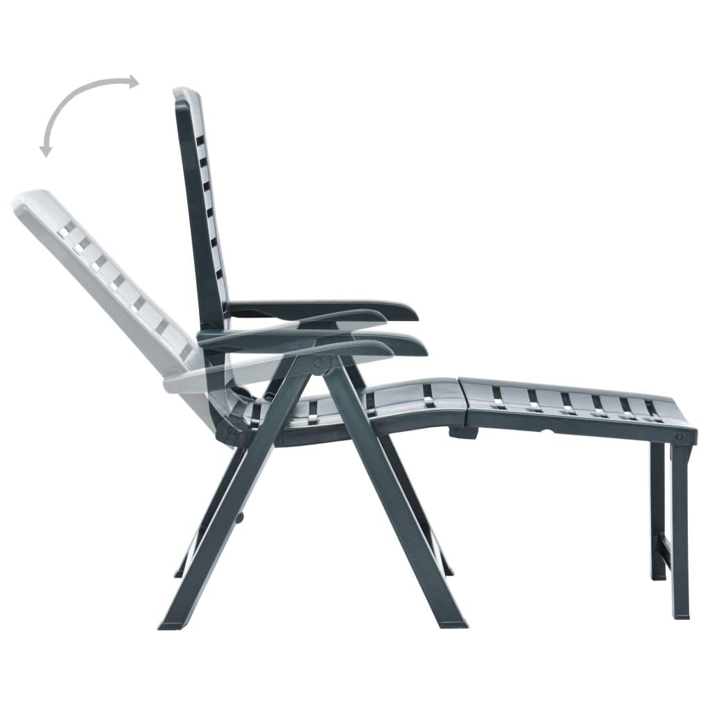 Adjustable Folding Outdoor Chaise Lounge Chair - Plastic Patio Sun Lounger for Beach, Pool, Backyard & Garden - Comfortable Recliner with Armrests (Green) - Perfect for Relaxing, Sunbathing & Outdoor Leisure