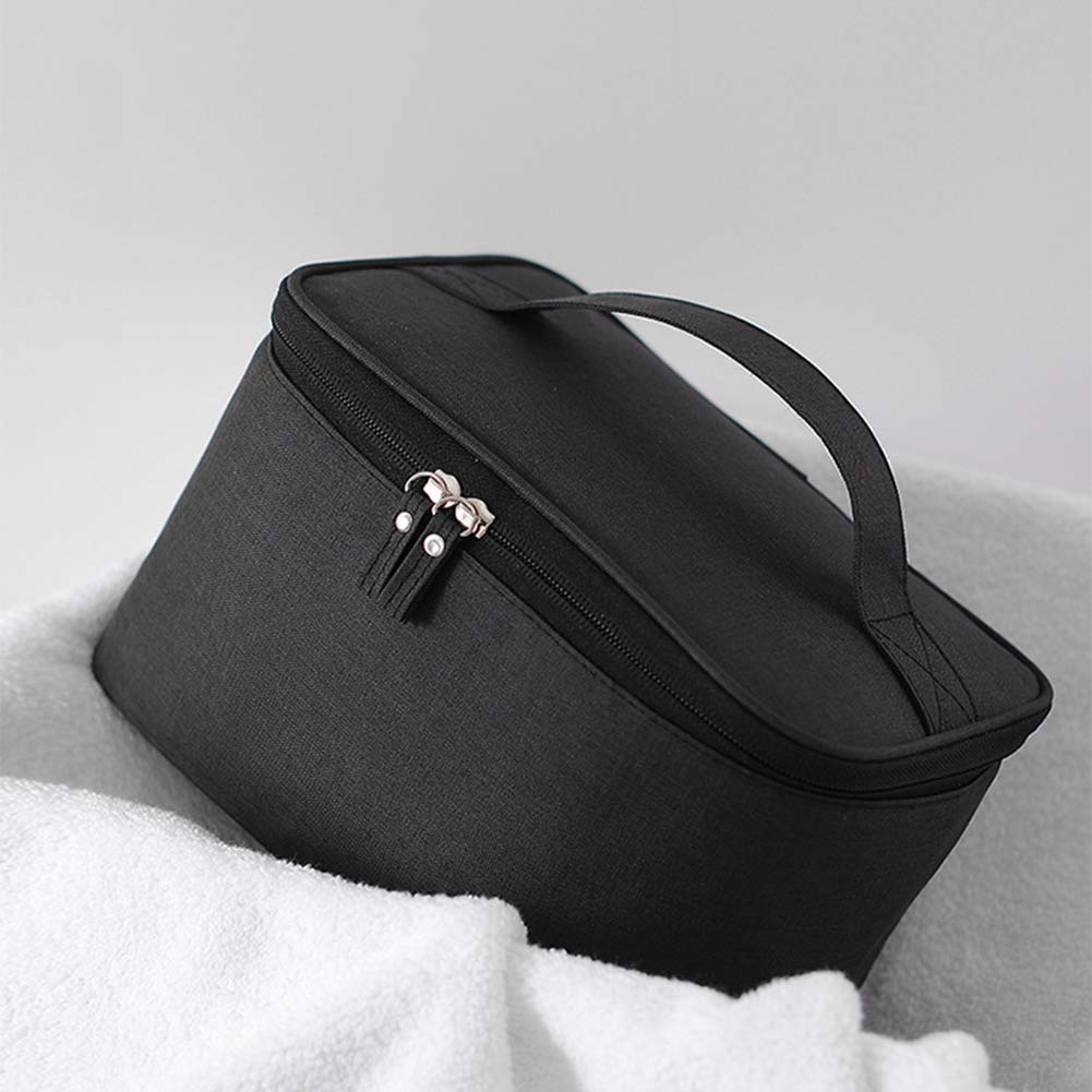 HOYOFO Large Makeup Bag for Women & Men - Waterproof Travel Cosmetic Organizer with Mesh Pocket, Portable Toiletry Bag for Makeup Brushes, Skincare, Shampoo - Perfect for Travel, Gym, and Daily Use (Black)
