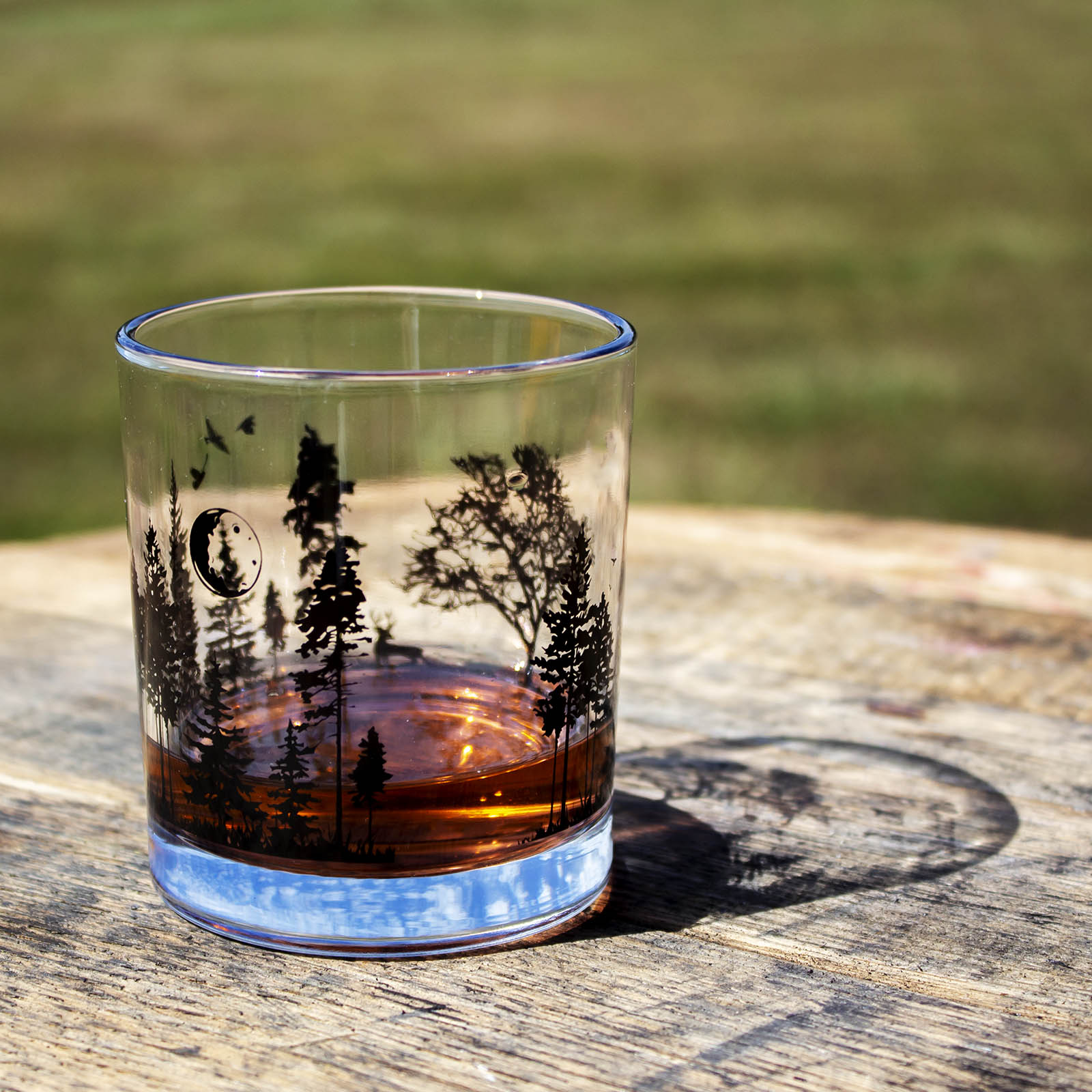 BarConic® 10 oz Old Fashioned Glasses - Forest Scene Whiskey Glass Set - Perfect for Bourbon, Cocktails & Home Bar Decor