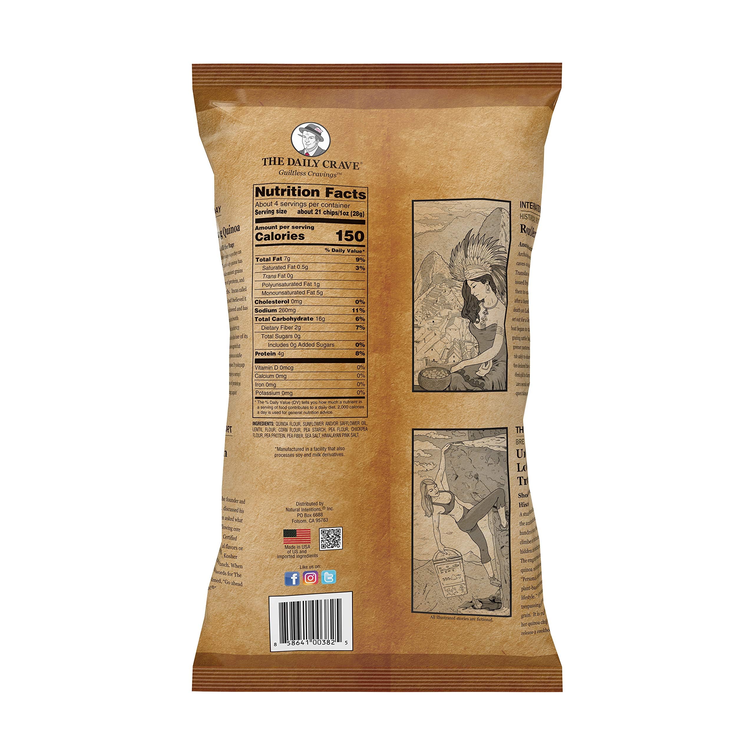 The Daily Crave Himalayan Pink Salt Quinoa Chips - Gluten-Free, Non-GMO Snack, 4g Protein & 2g Fiber per Serving, 4.25 Oz (Pack of 8) - Crunchy Healthy Snacks for Office, School, Travel & Movie Nights