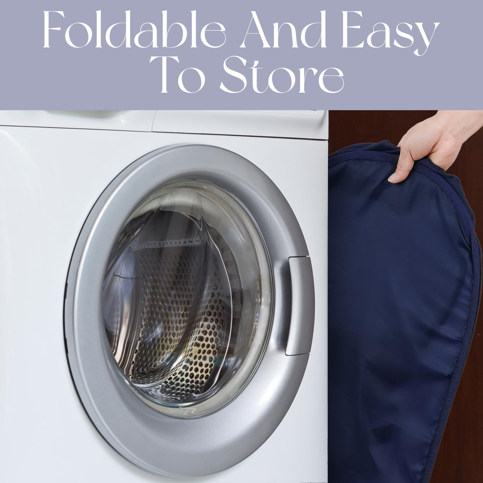 Pop Up Laundry Hamper - 3 Compartment Collapsible Mesh Laundry Basket with Handle, Foldable Clothes Storage Organizer for Home, Travel & Dorm (Navy Blue) | Space Saving & Portable Design for Bedroom, Bathroom & Laundry Room