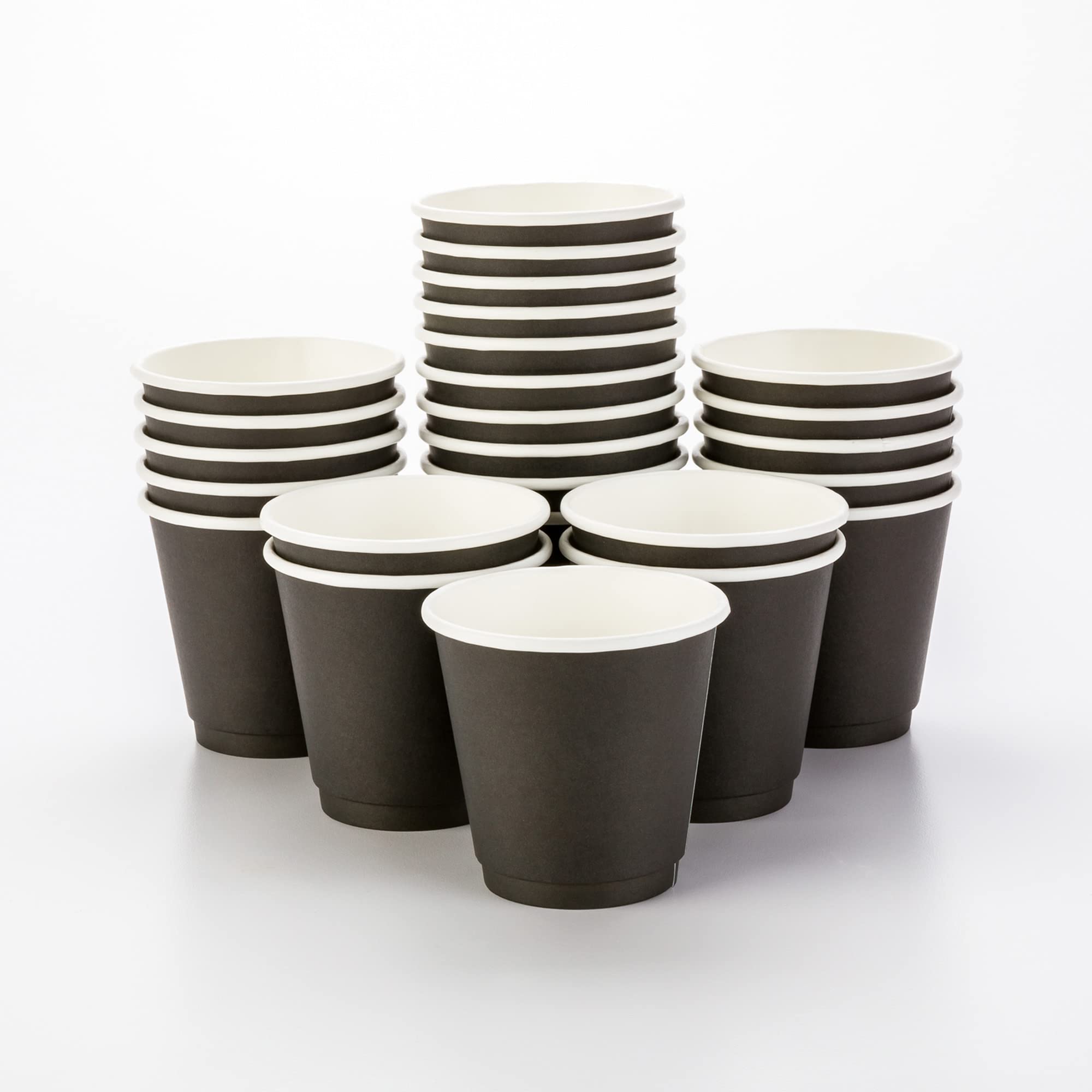Restaurantware 8 oz Disposable Coffee Cups - 500 Pack Insulated Hot Cups with Double Wall for Coffee, Tea & Hot Chocolate | Black Paper Cups (Lids Sold Separately) - Perfect for Cafes, Offices & Catering Events