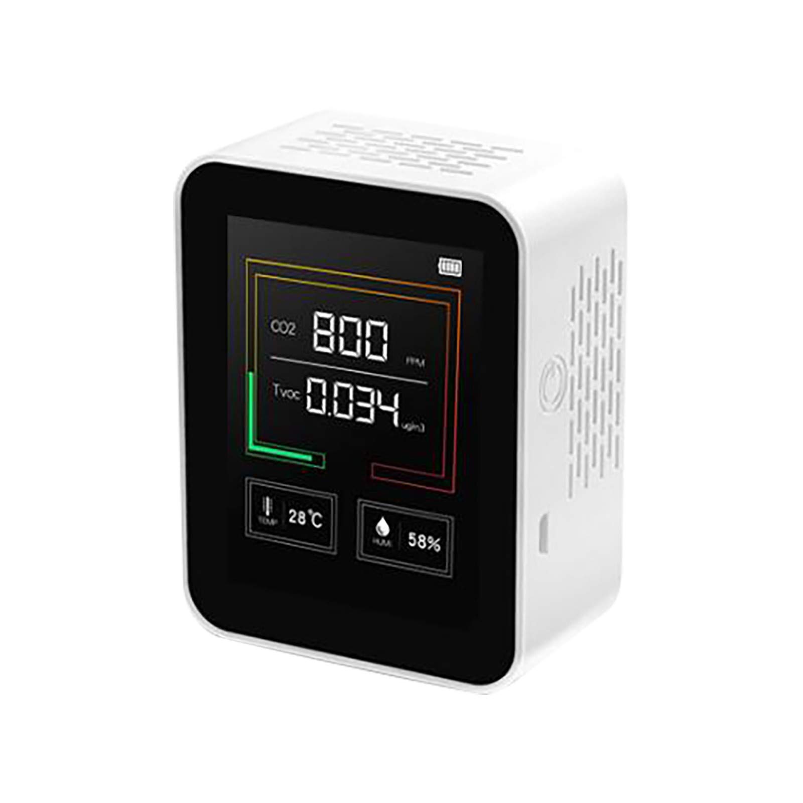 XUNMEI Air Quality Monitor - CO2 Detector for Home with Real-Time Display (400-5000PPM), Indoor Air Quality Tester for Living Room, Bedroom & Office - White | Smart Air Analyzer for Health & Comfort