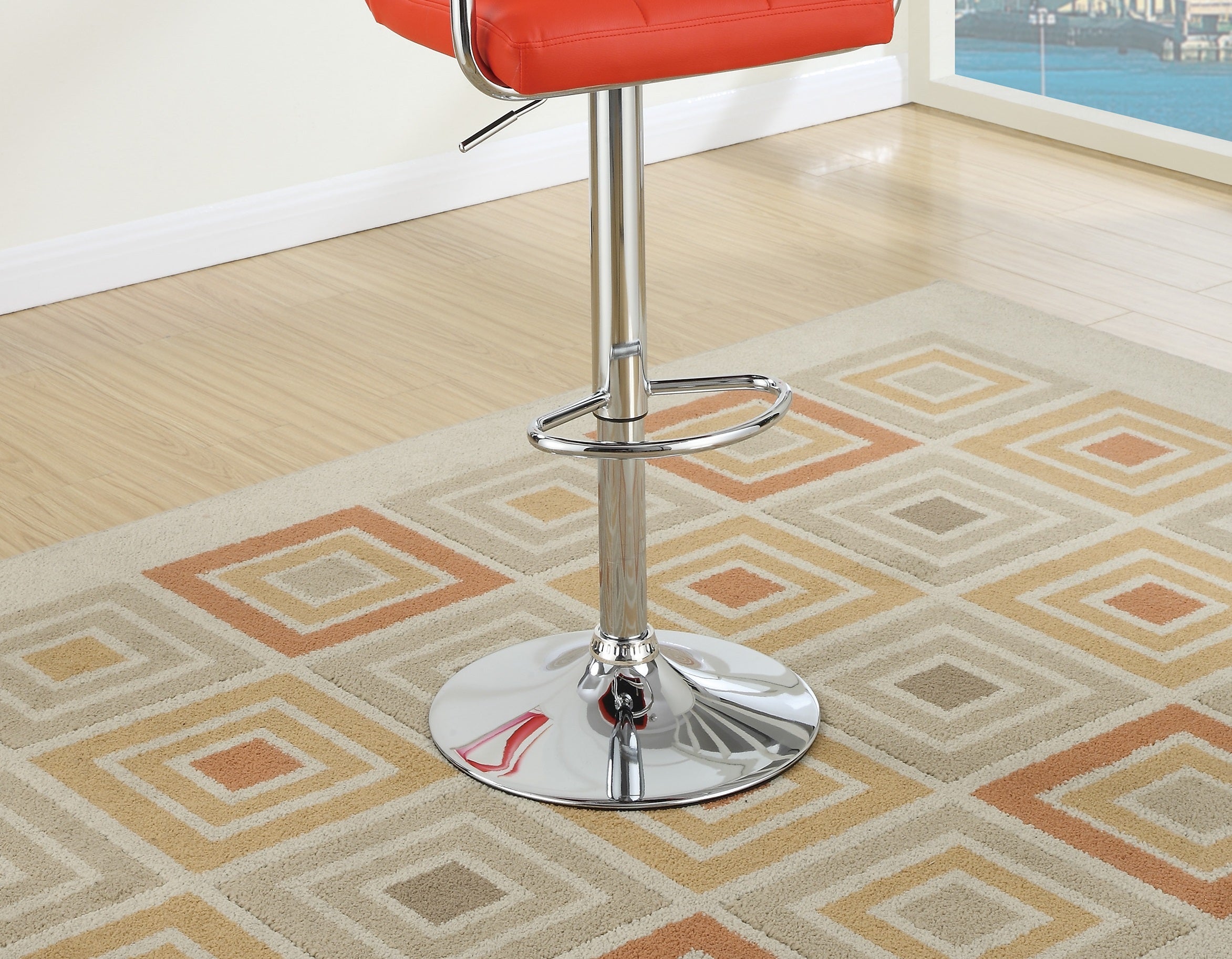 Modern Red Faux Leather Bar Stools Set of 2 - Adjustable Height Counter Stools for Kitchen Island, Dining & Home Bar - Contemporary PU Leather Bar Chairs with Footrest (24.8