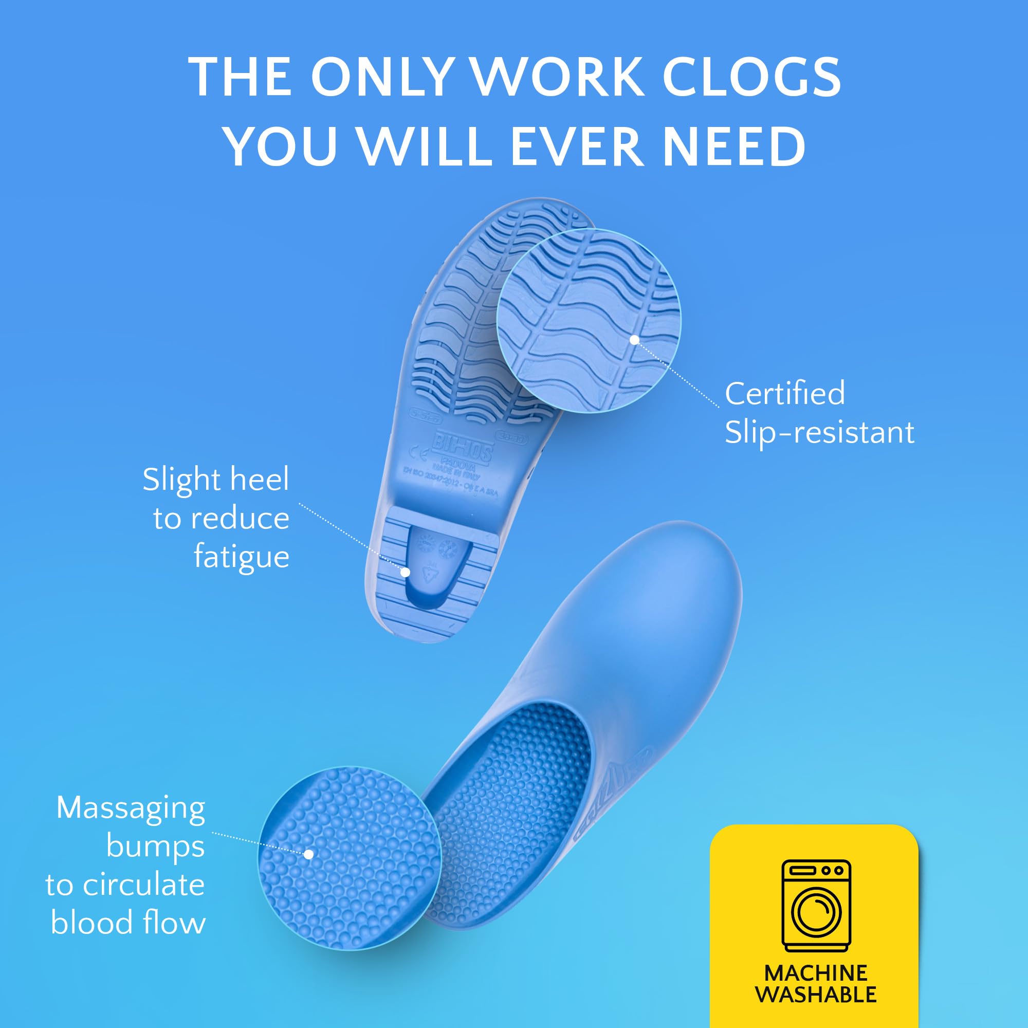 Best Non-Slip CALZURO Classic Work Clogs for Nurses & Kitchen Staff - Unisex Autoclavable Rubber Shoes for Women & Men - Perfect for Hospitals, Restaurants & Labs